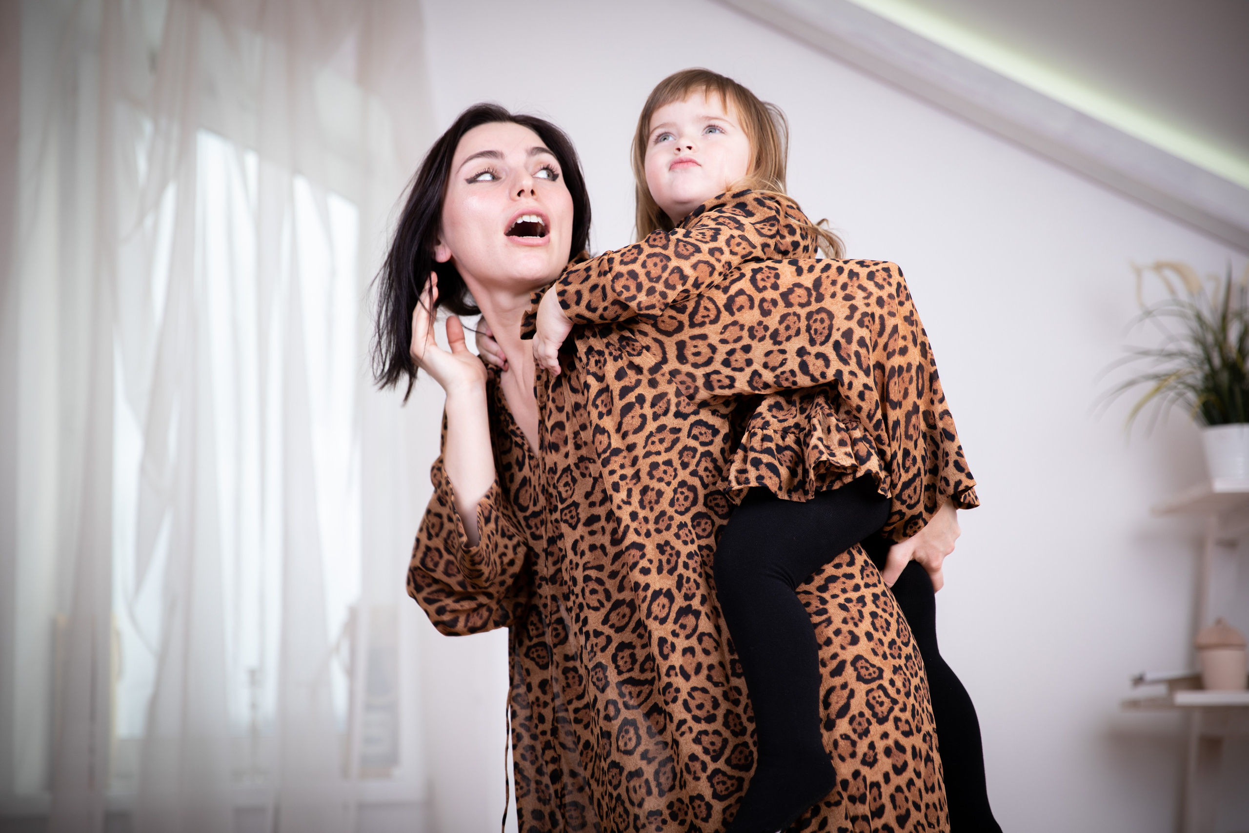 Mum and daughter at a photo shoot in the studio