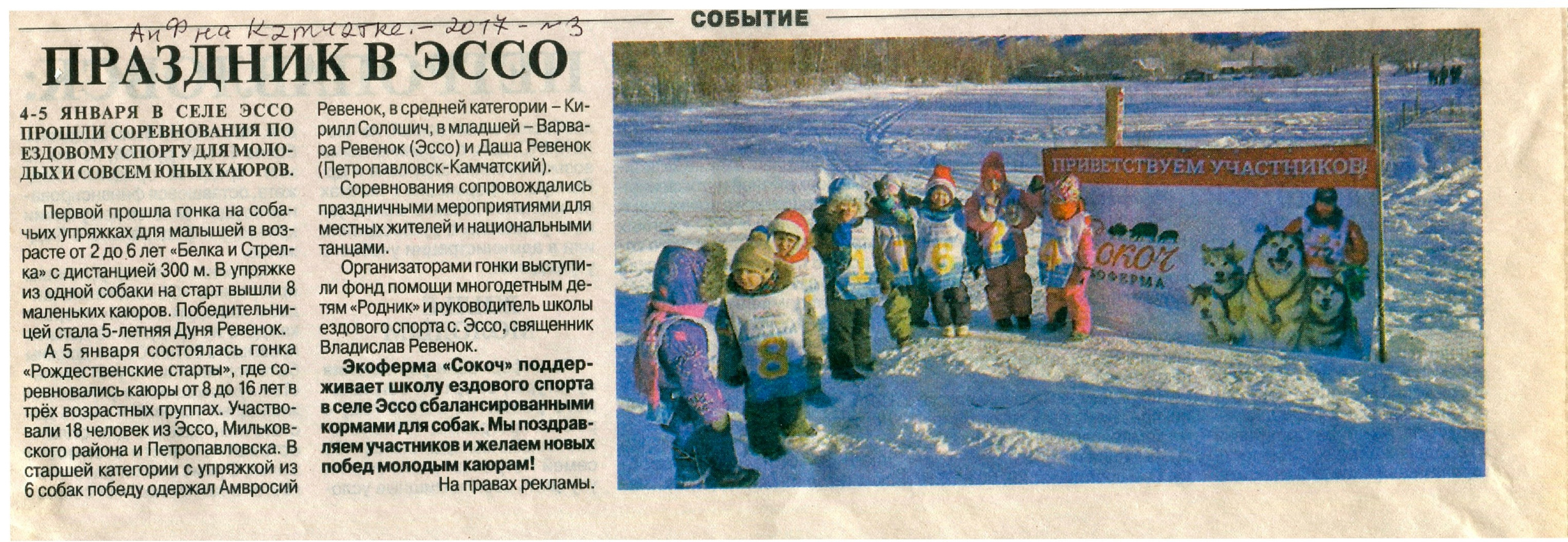 Архив газет. История гонок на собачьих упряжках «Берингия»