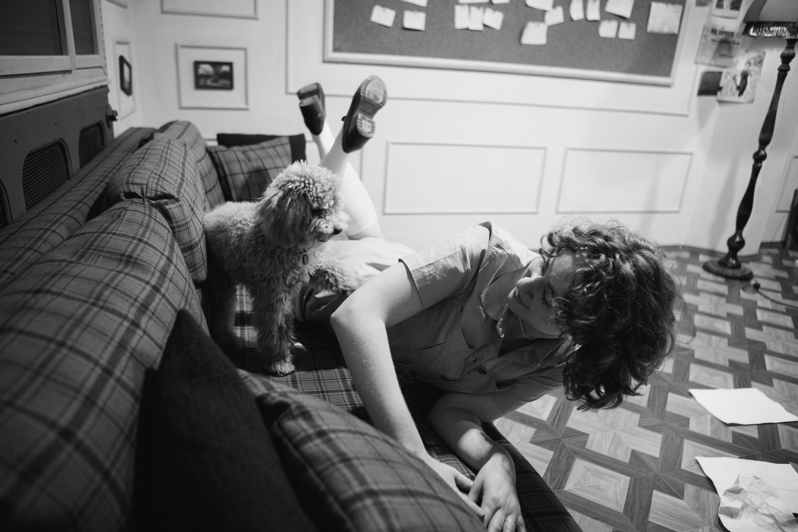 A cinematic daydream in the spirit of Wes Anderson’s style. Portrait, family and pet photographer in Cyprus, Ksenia Bourdelle