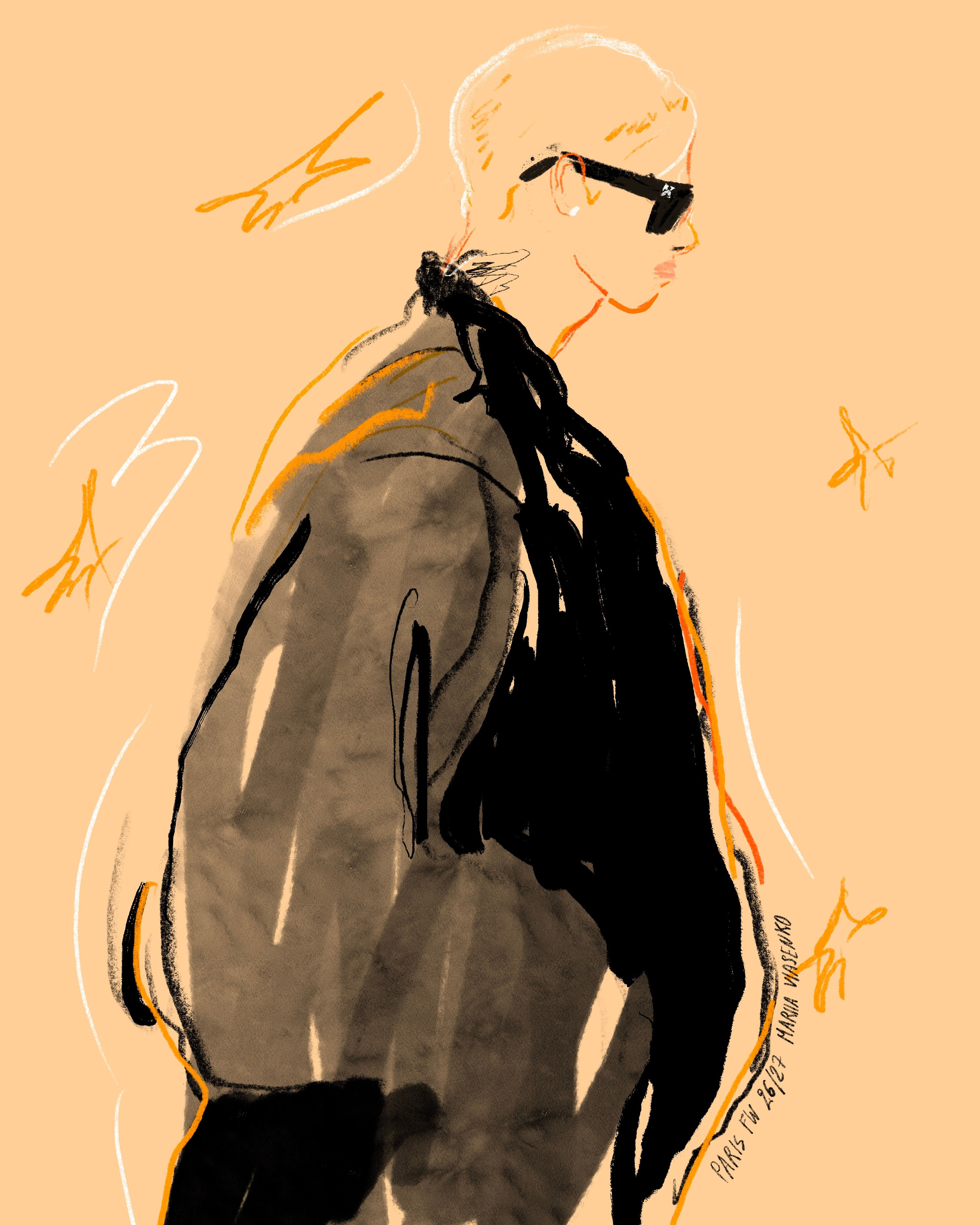 Paris FW 2026 Street Style Sketches. Фэшн иллюстратор из Москвы Власенко Мария