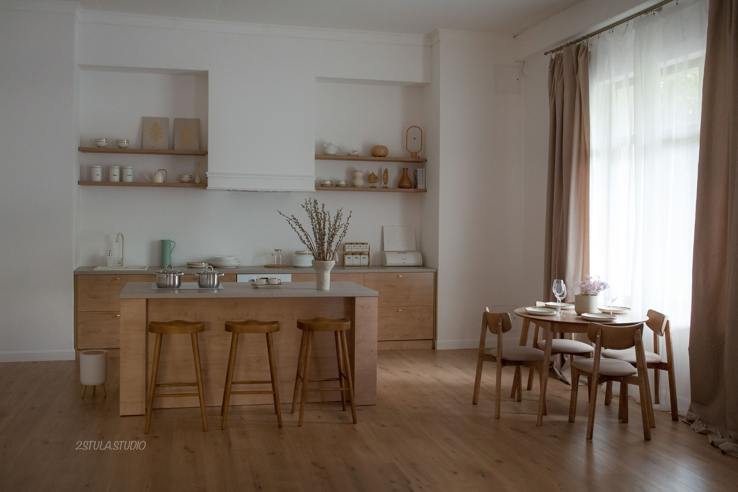 Кухня зал на Радостовца 72/1. Фотостудия Алматы — 2 Stula.Studio | Аренда залов