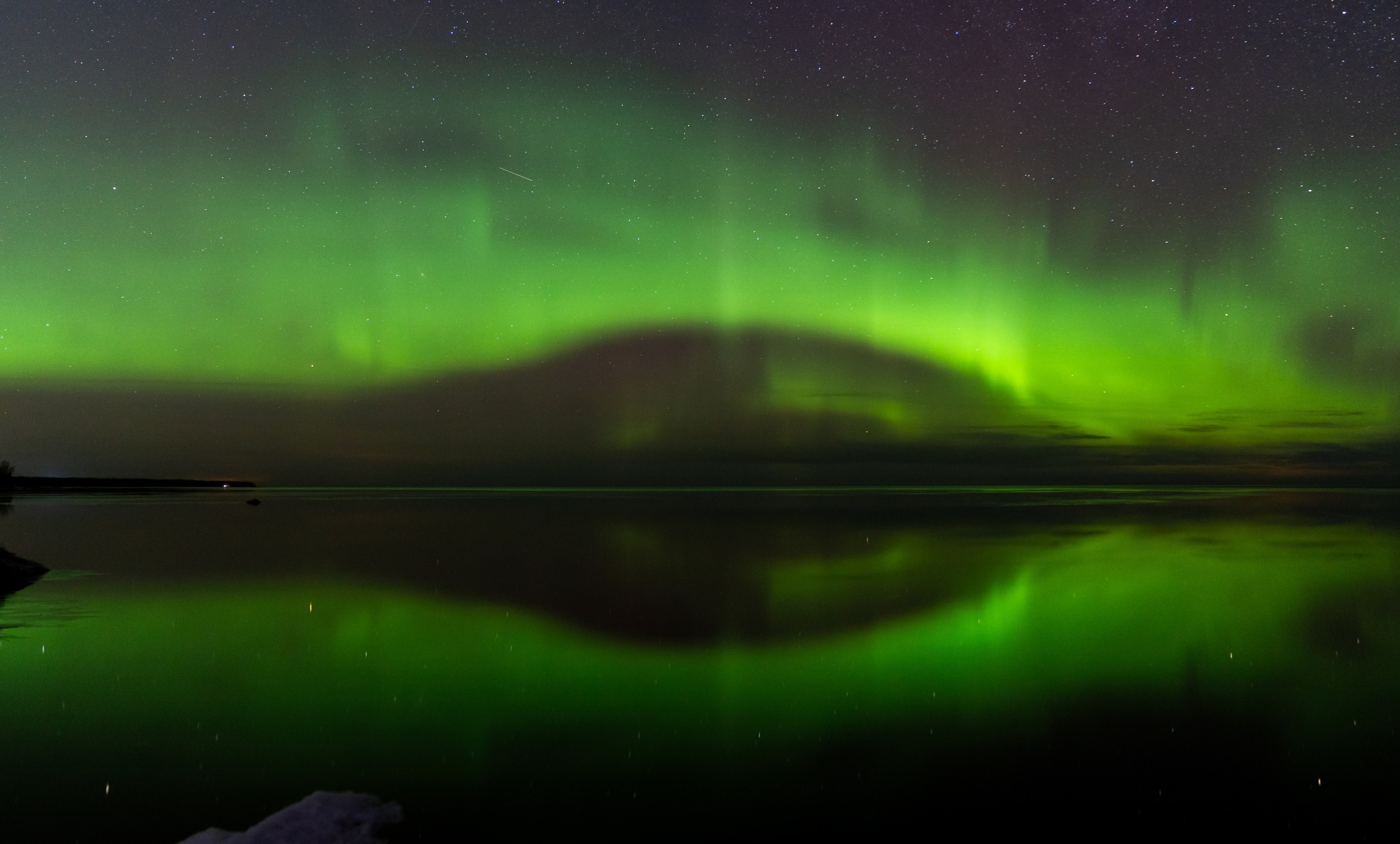 Северное сияние, северное сияние на Ладожском озере, северное сияние в Ленинградской области, пейзажи Ладожского озера, пейзажи Ладоги, ночной пейзаж