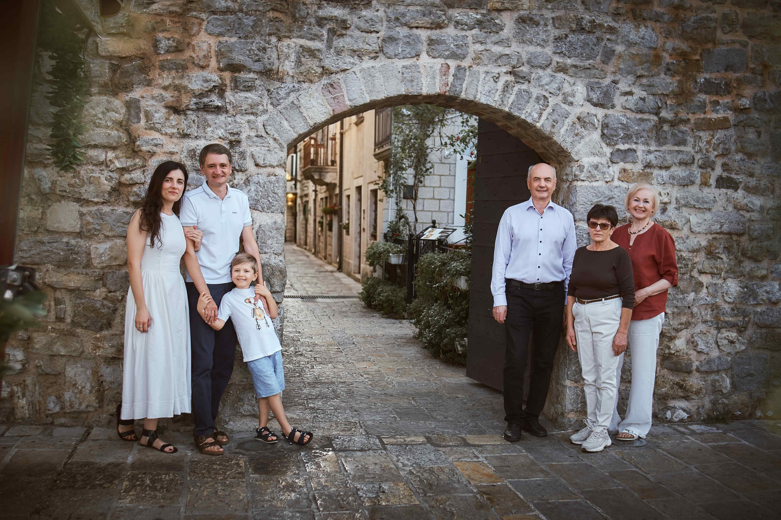 Family Photoshoot in Budva Old Town: Three Generations