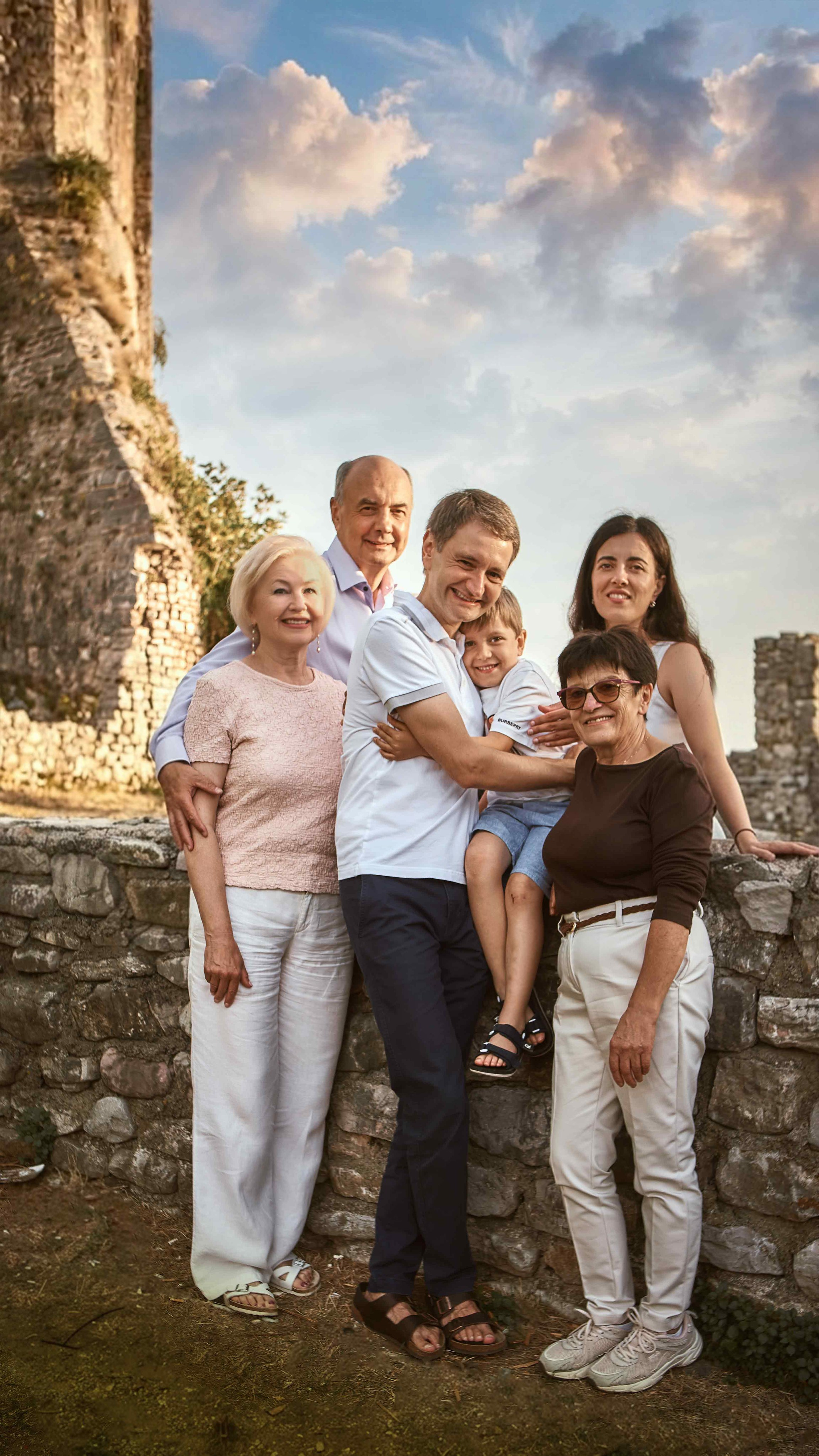 Family Photoshoot in Budva Old Town: Three Generations