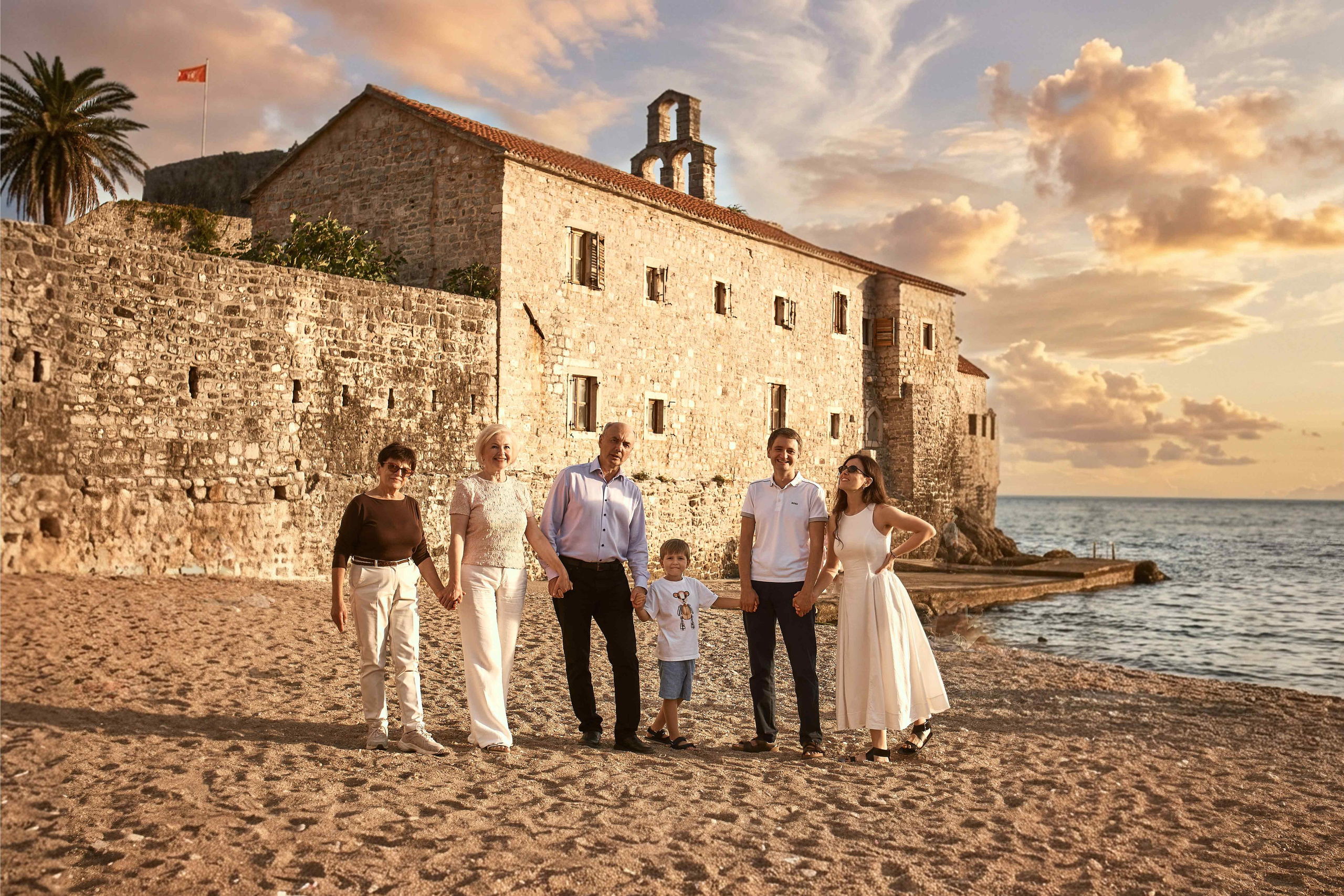 Family Photoshoot in Budva Old Town: Three Generations