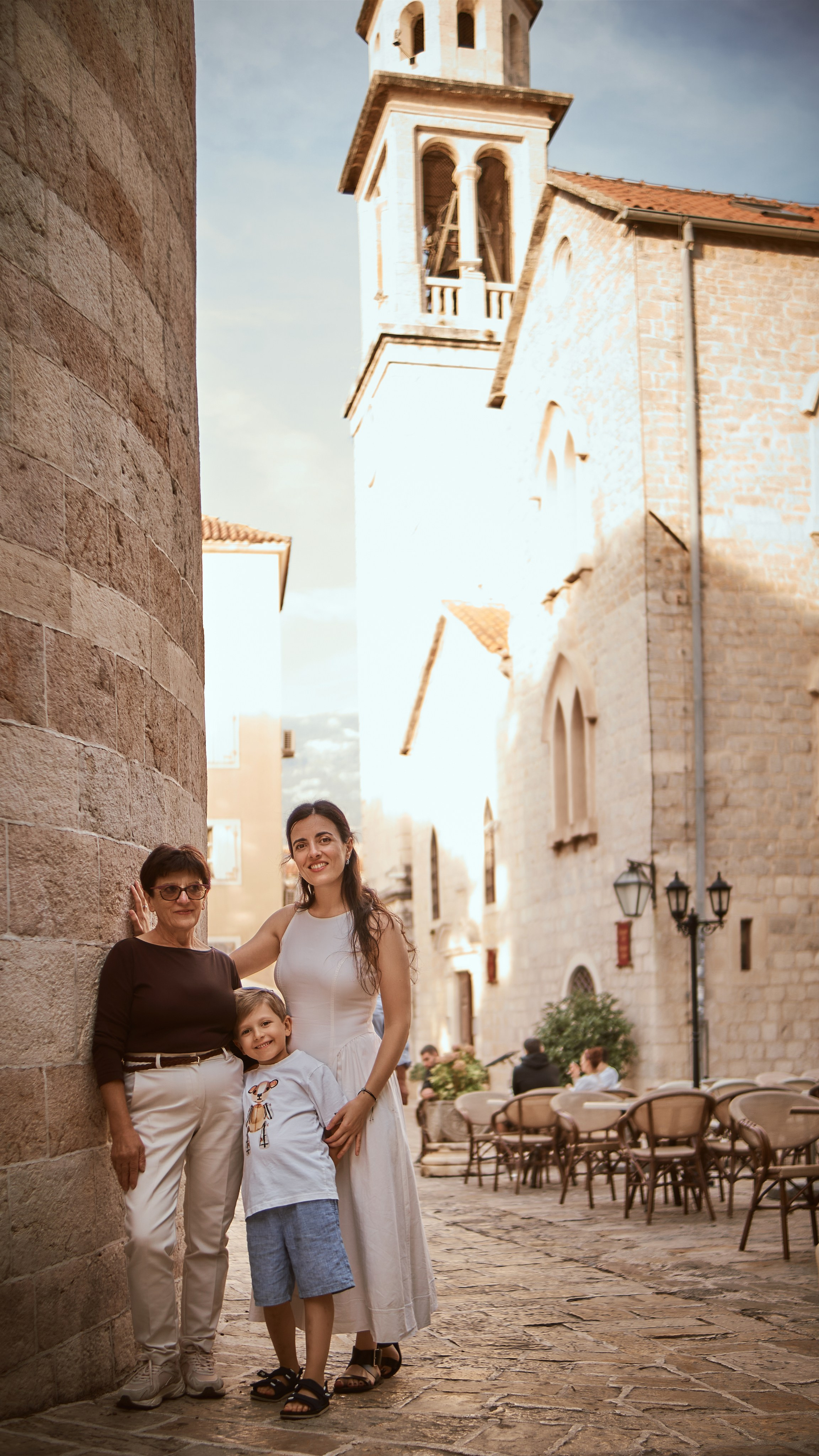 Family Photoshoot in Budva Old Town: Three Generations