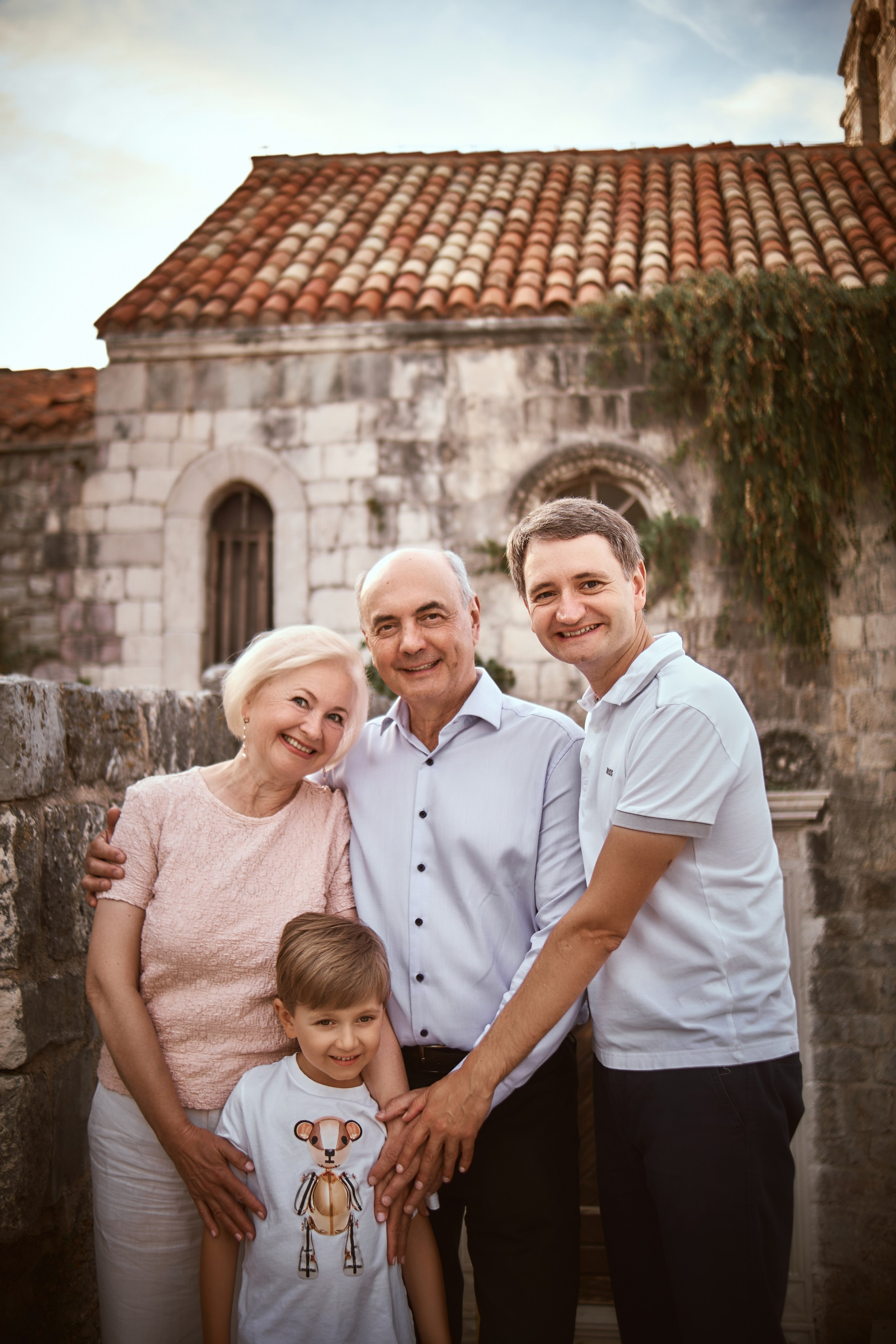 Family Photoshoot in Budva Old Town: Three Generations