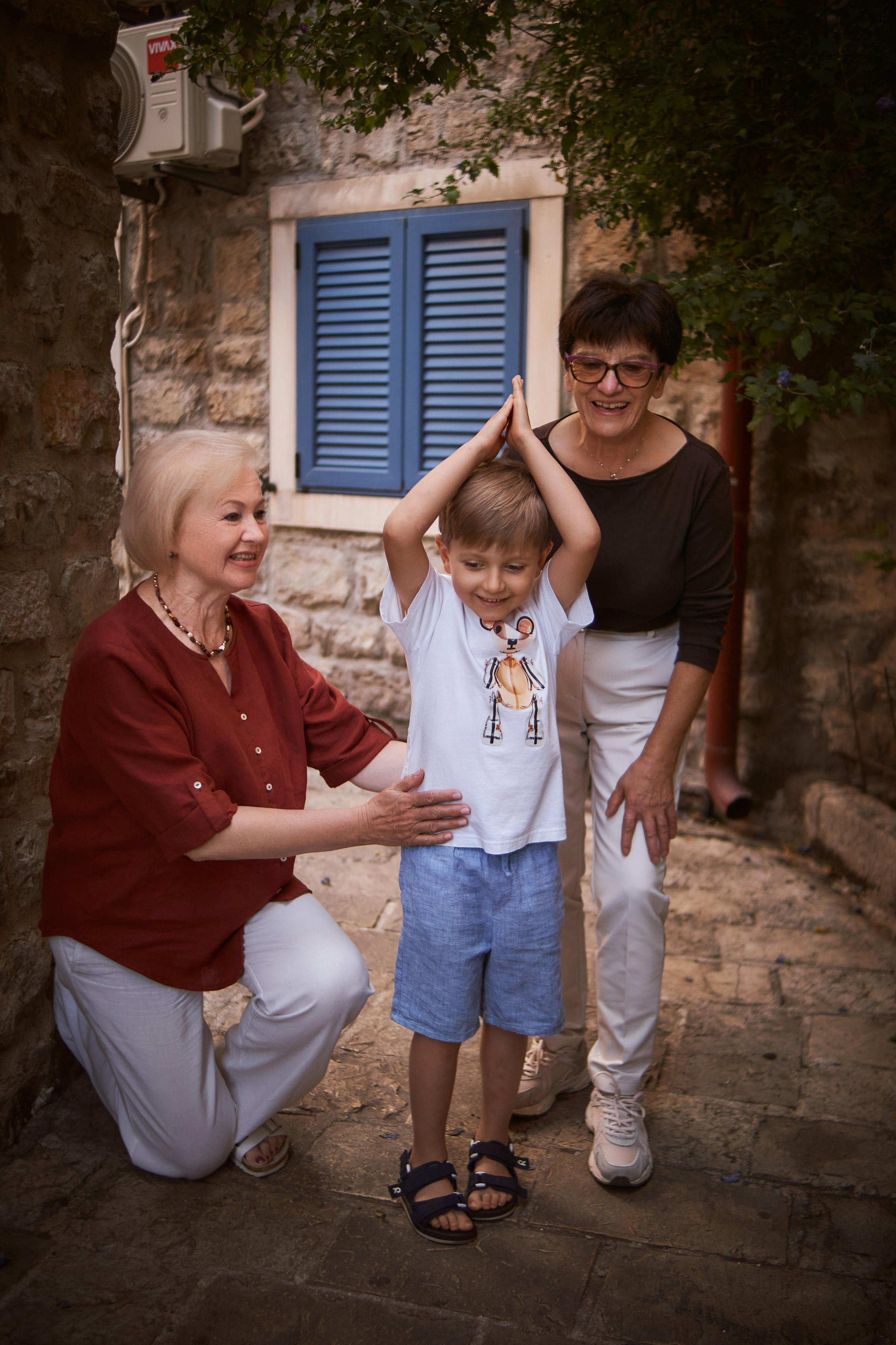 Family Photoshoot in Budva Old Town: Three Generations