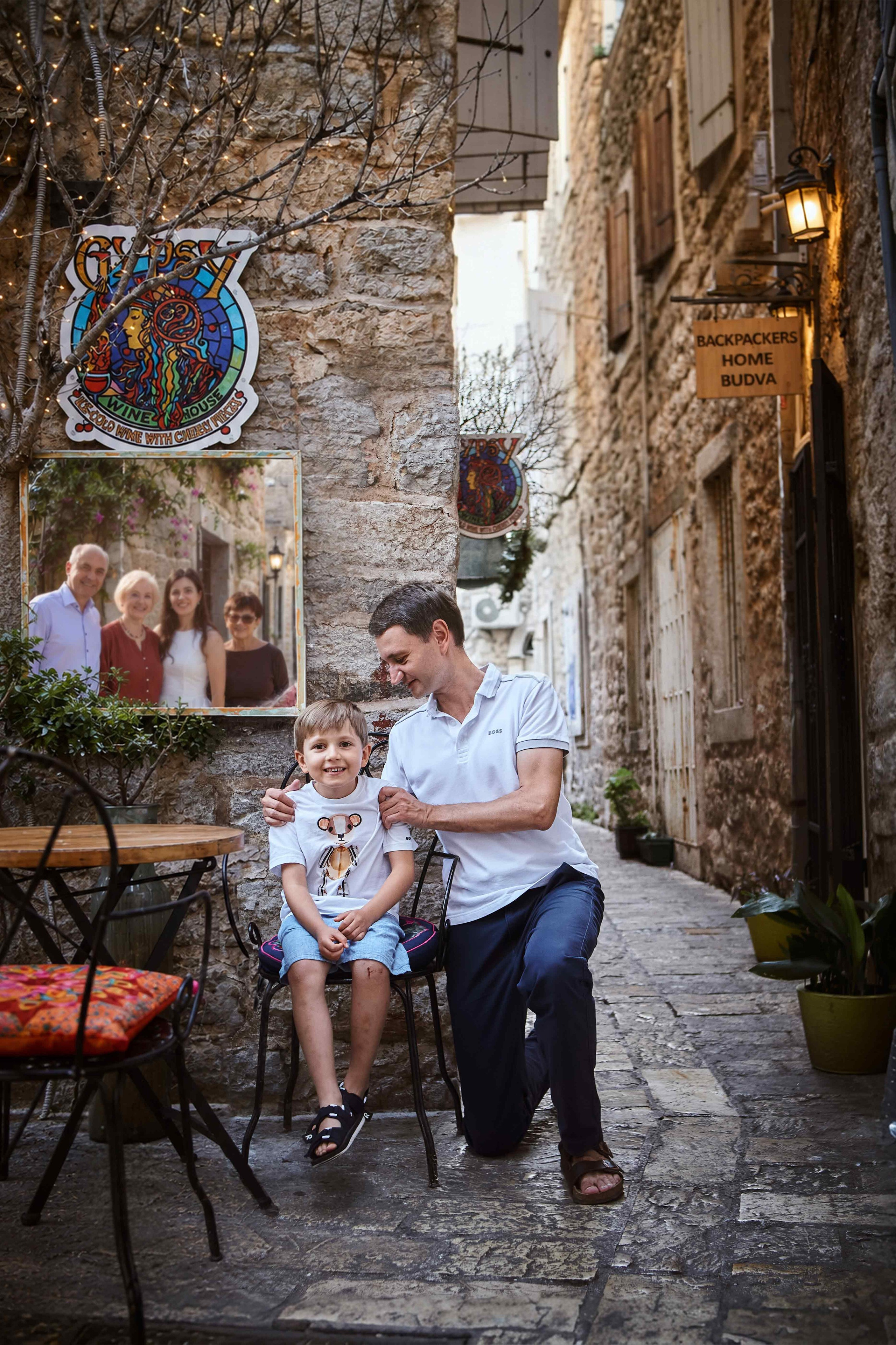 Family Photoshoot in Budva Old Town: Three Generations
