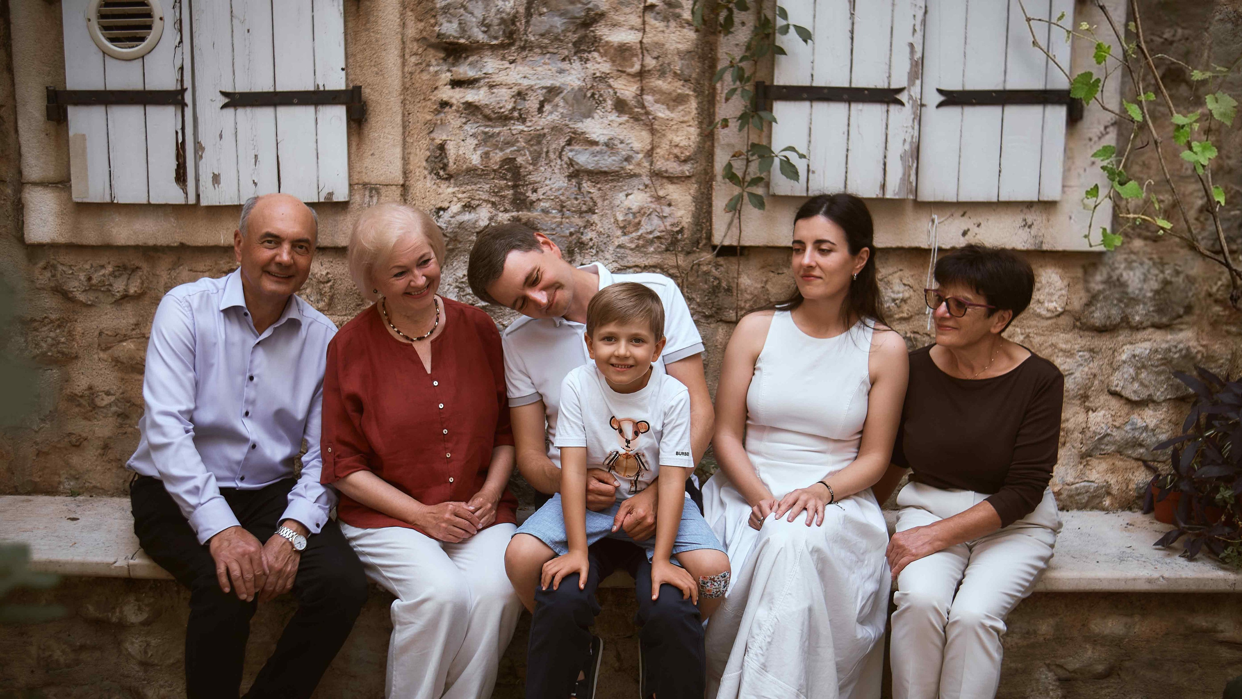 Family Photoshoot in Budva Old Town: Three Generations