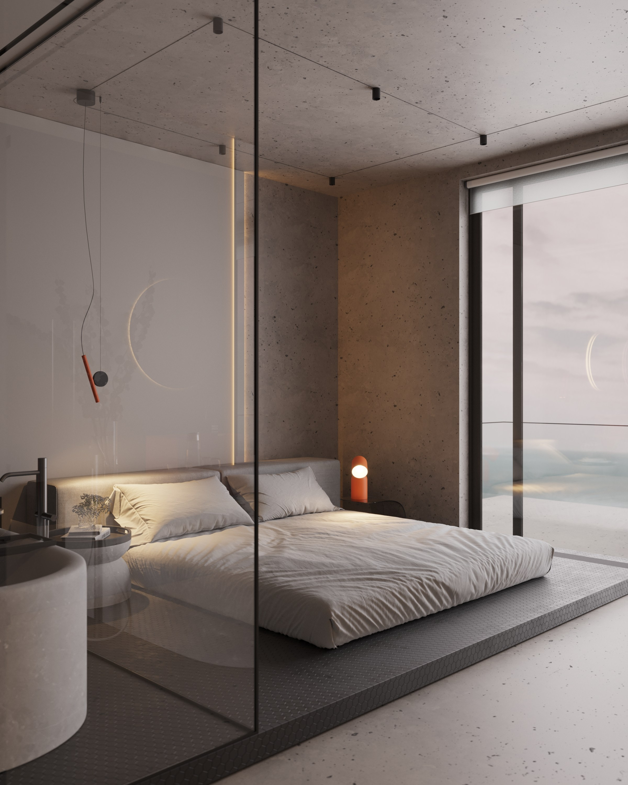 Мастер-спальня с видовым балконом. 3D визуализатор