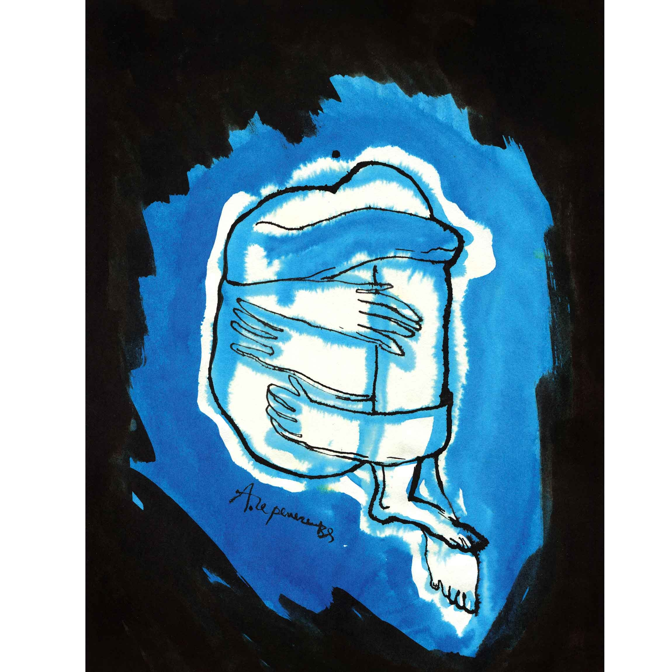 ОБЪЯТИЕ. чернила графика Перепеченова Анна