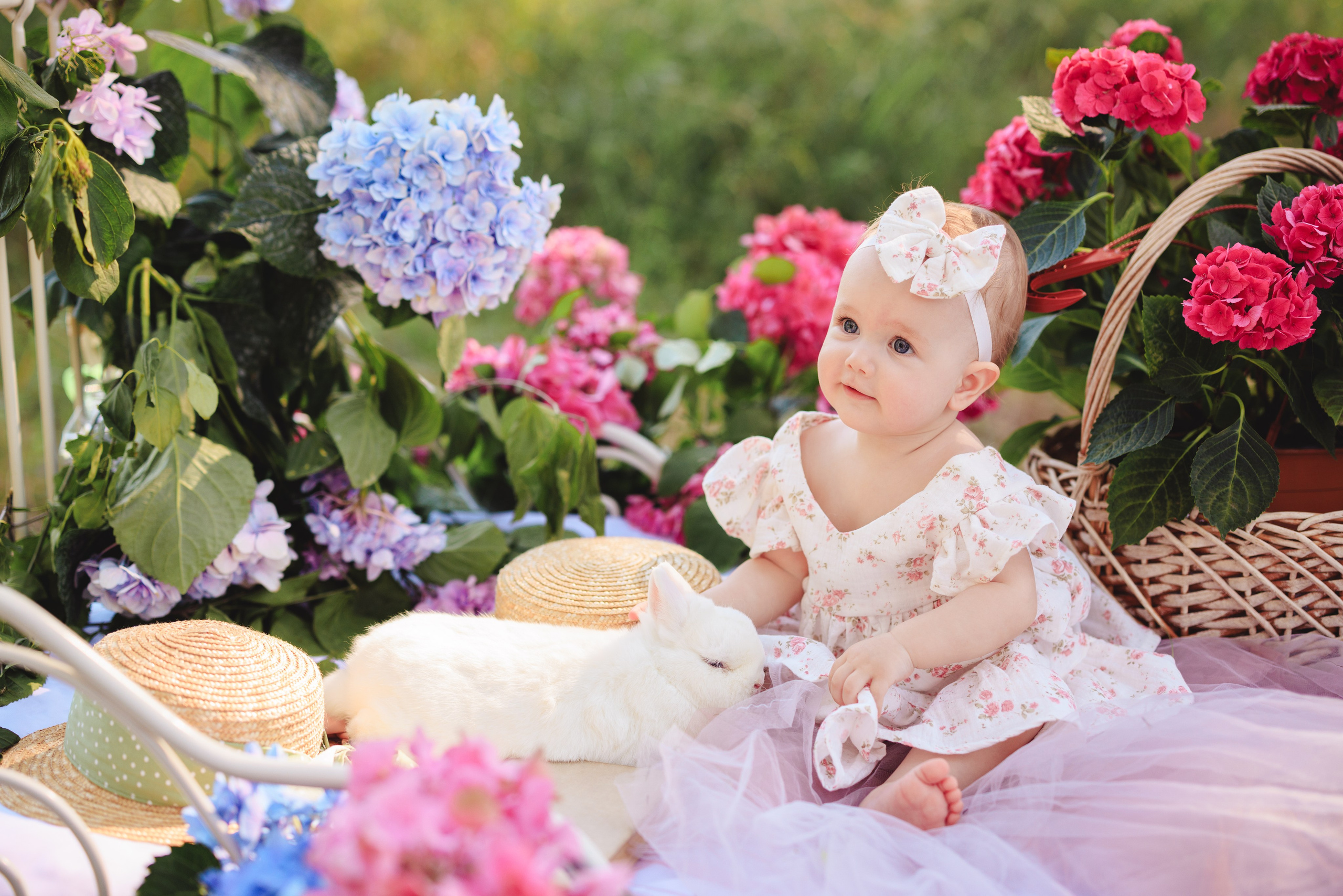 Цветочная кровать с кроликами. Семейный и детский фотограф в Краснодаре Анна Трашкова