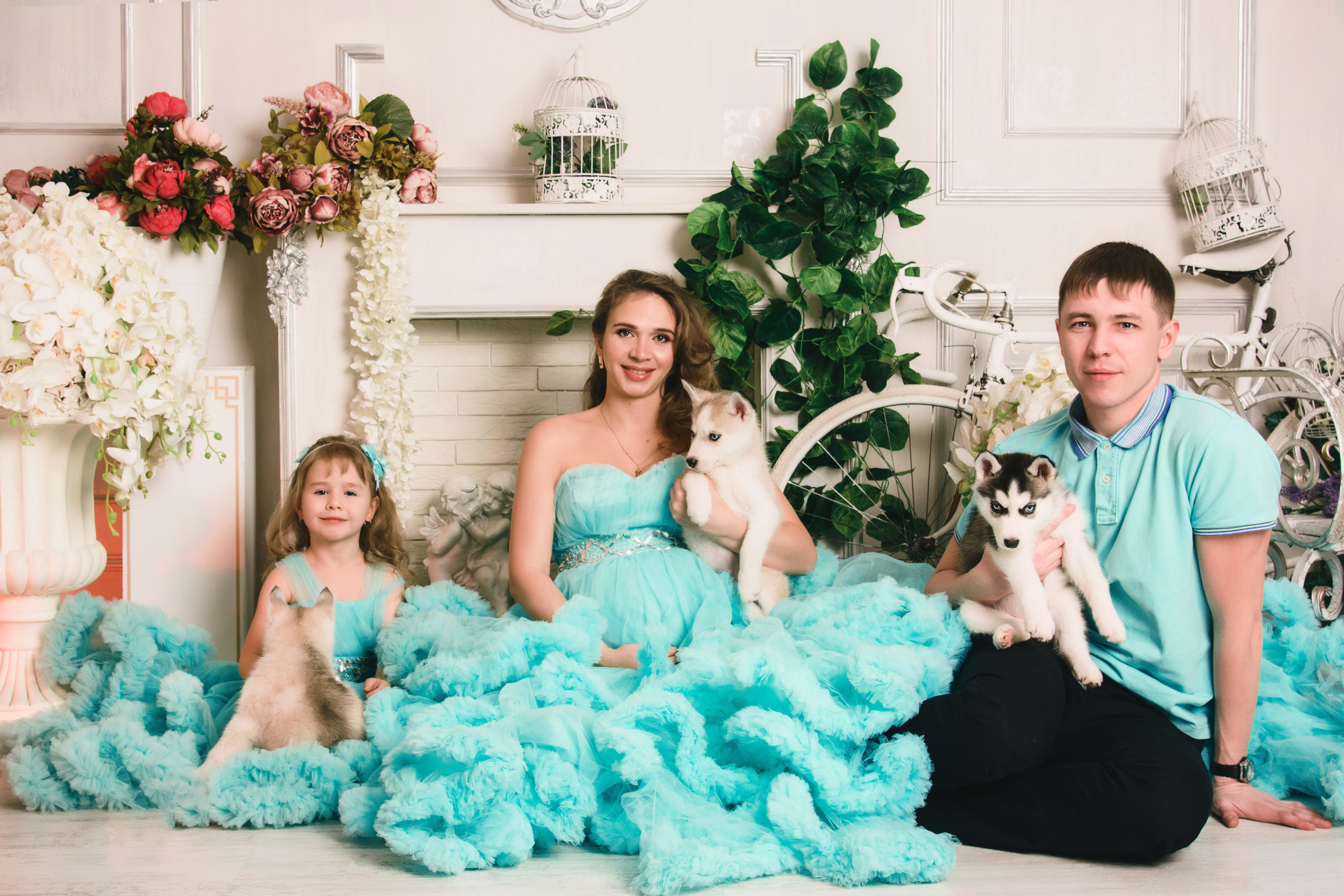 Семейная фотосессия с хаски. Свадебный и семейный фотограф в г. Краснодар Екатерина Зверева