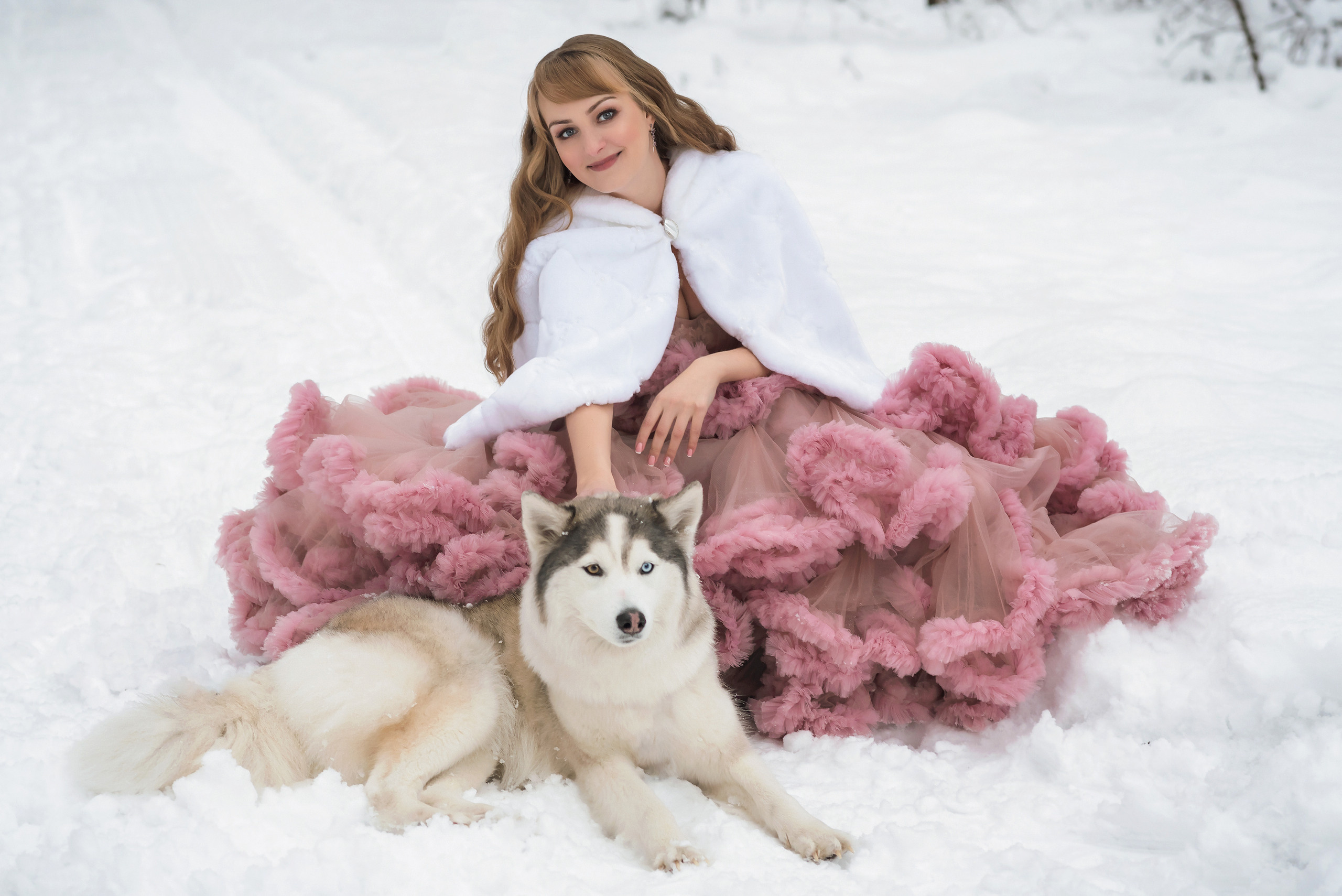 Зимняя фотосессия для Анюты c хаски Тайной и Ютой. Свадебный и семейный фотограф в г. Краснодар Екатерина Зверева
