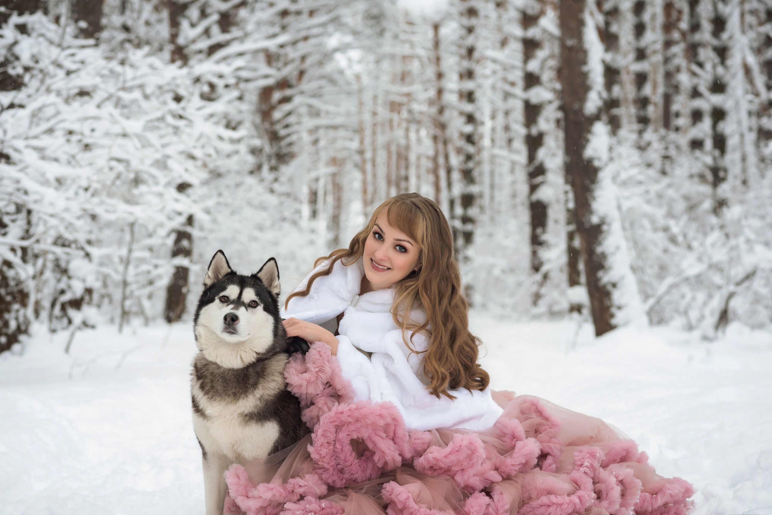 Зимняя фотосессия для Анюты c хаски Тайной и Ютой. Свадебный и семейный фотограф в г. Краснодар Екатерина Зверева