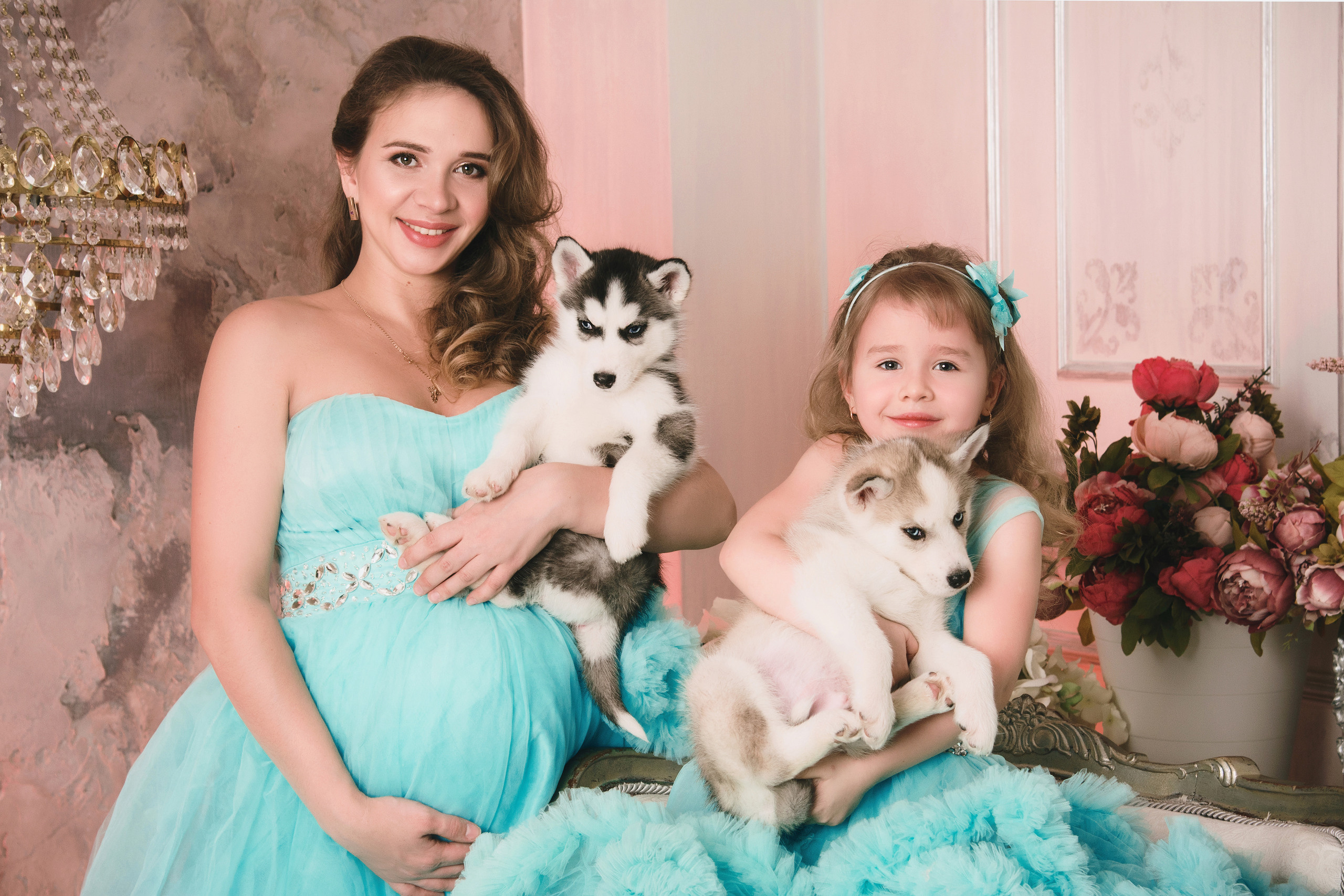 Семейная фотосессия с хаски. Свадебный и семейный фотограф в г. Краснодар Екатерина Зверева