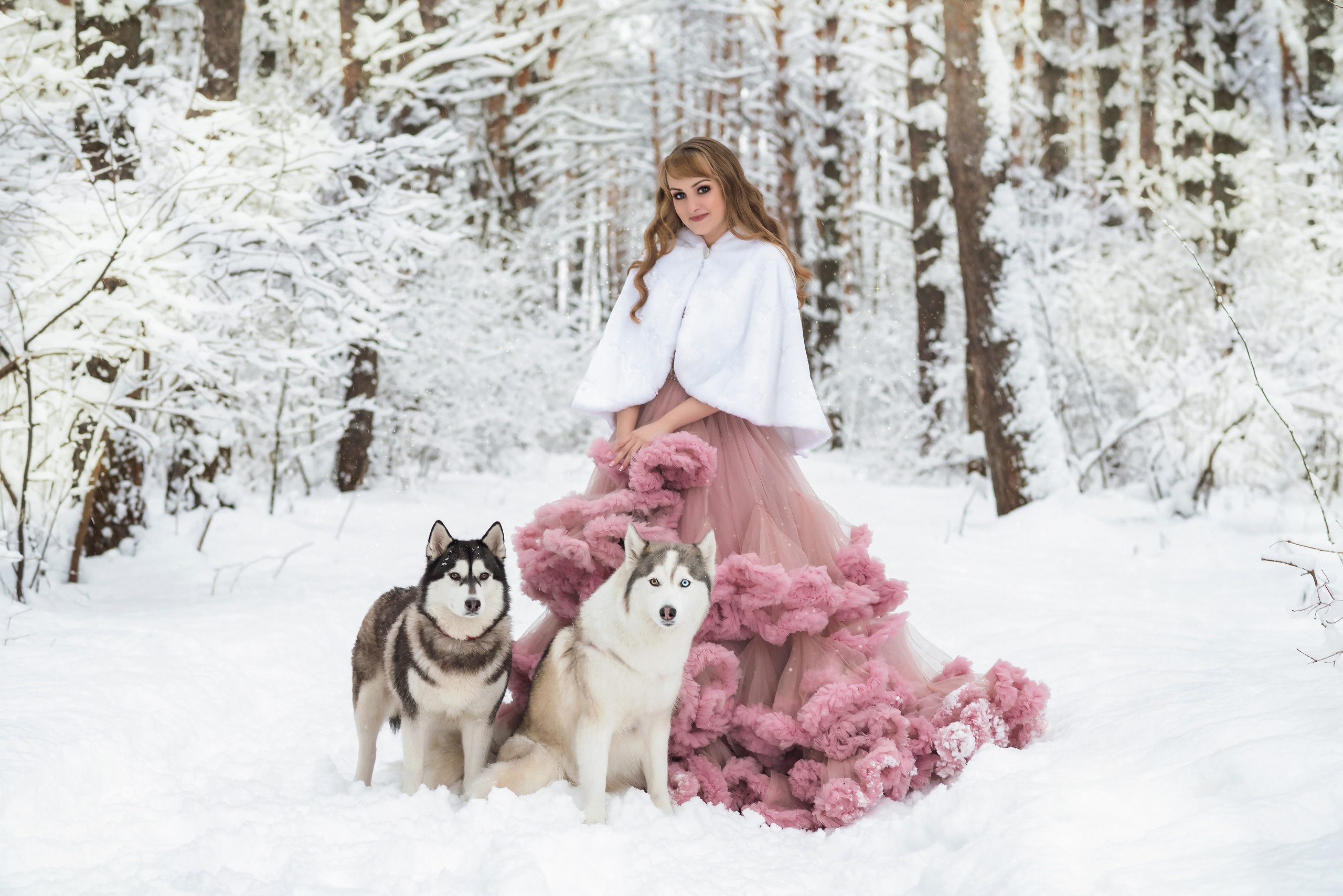 Зимняя фотосессия для Анюты c хаски Тайной и Ютой. Свадебный и семейный фотограф в г. Краснодар Екатерина Зверева