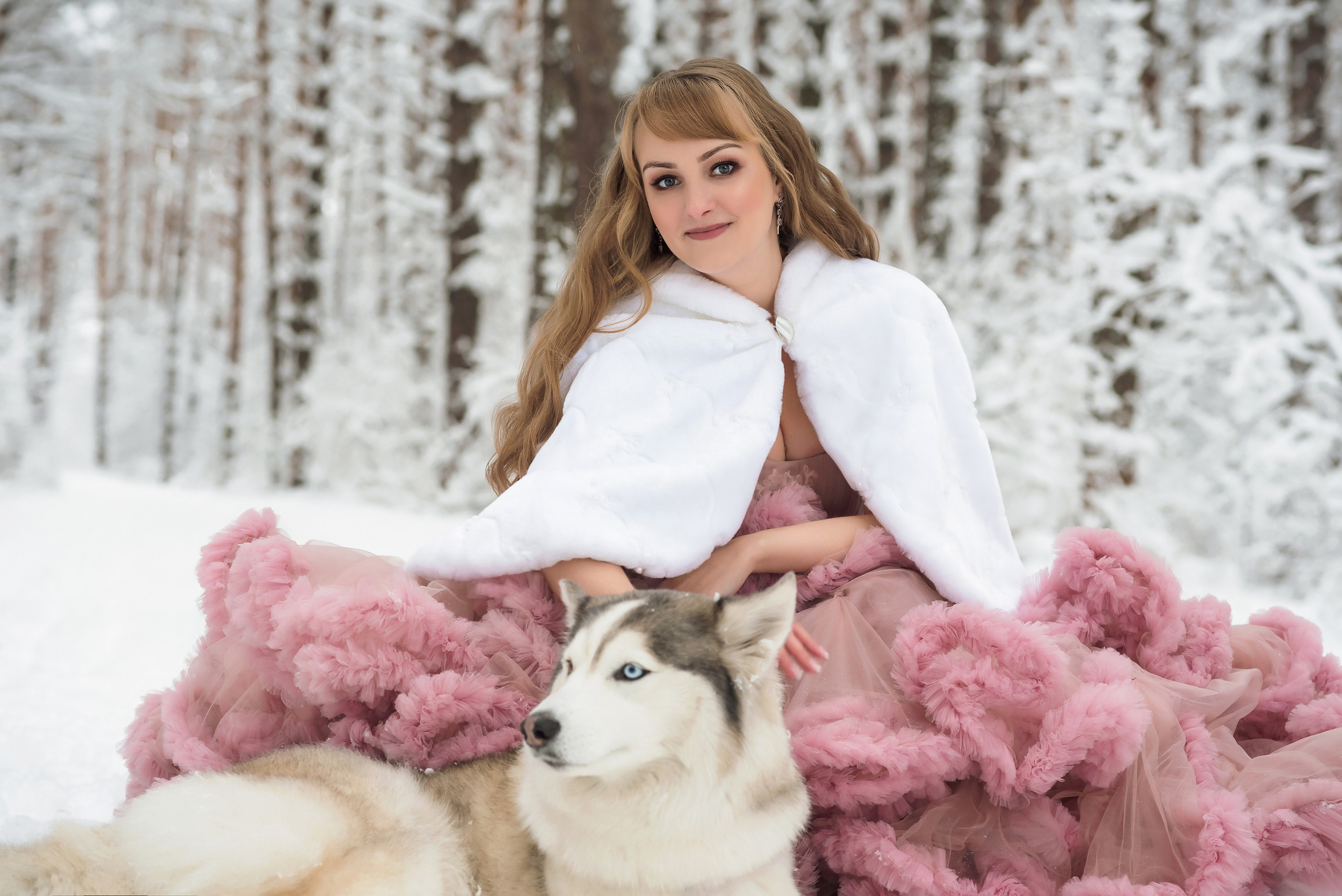 Зимняя фотосессия для Анюты c хаски Тайной и Ютой. Свадебный и семейный фотограф в г. Краснодар Екатерина Зверева