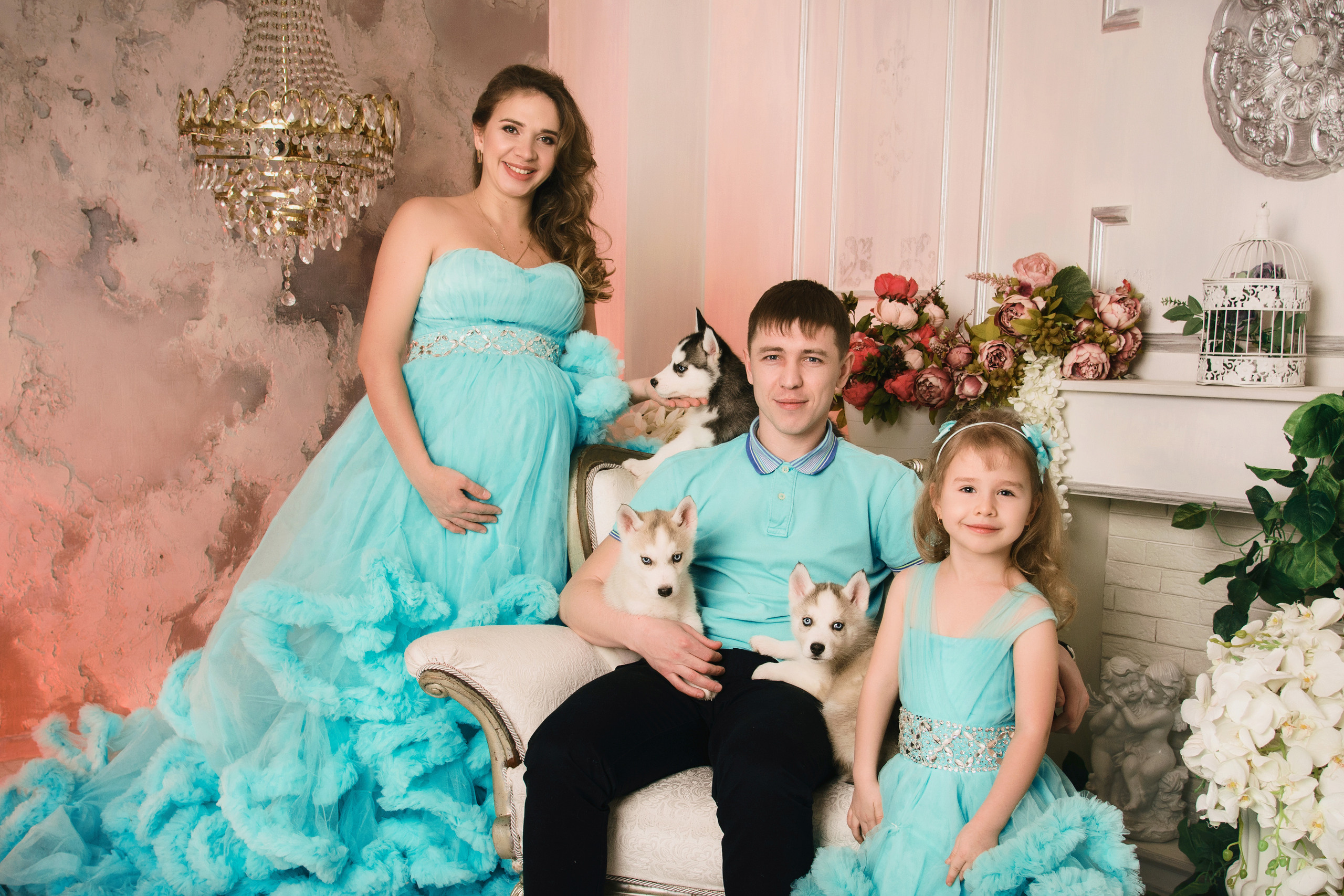 Семейная фотосессия с хаски. Свадебный и семейный фотограф в г. Краснодар Екатерина Зверева