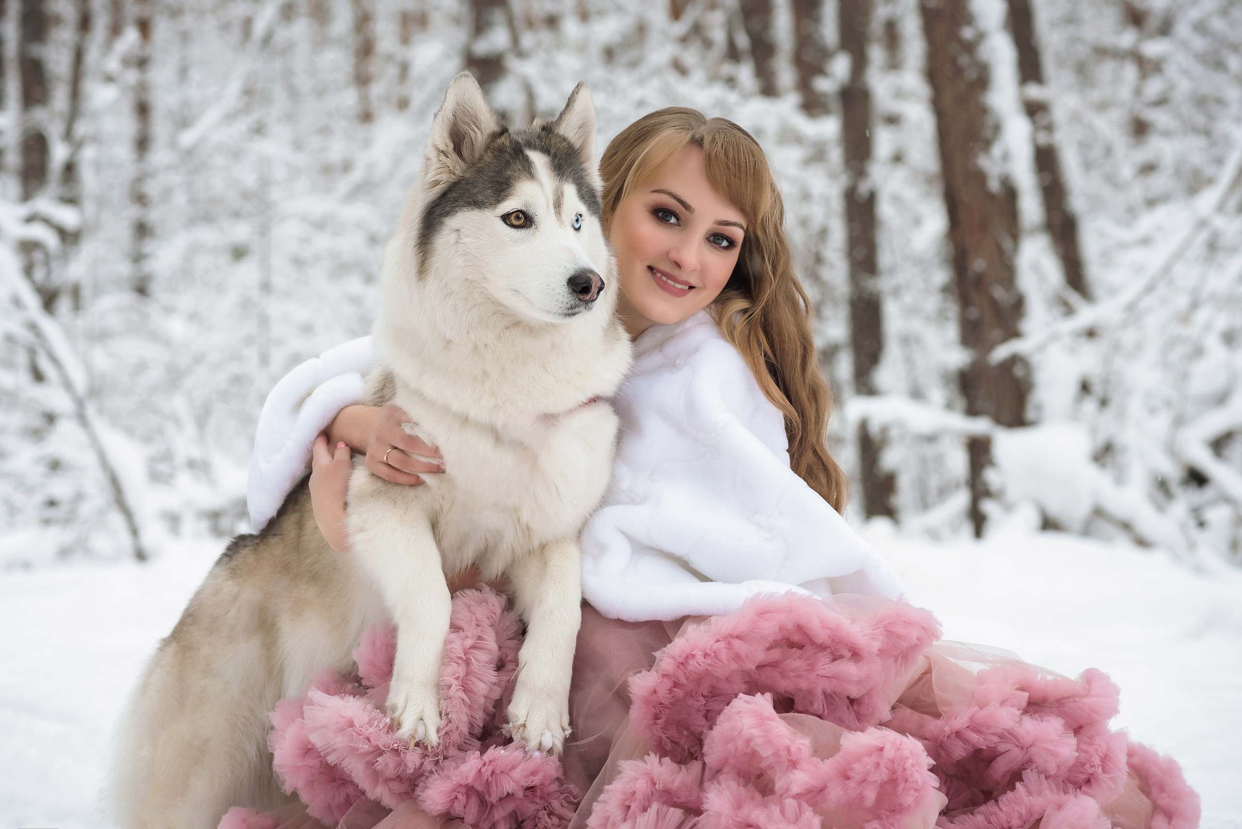 Зимняя фотосессия для Анюты c хаски Тайной и Ютой. Свадебный и семейный фотограф в г. Краснодар Екатерина Зверева