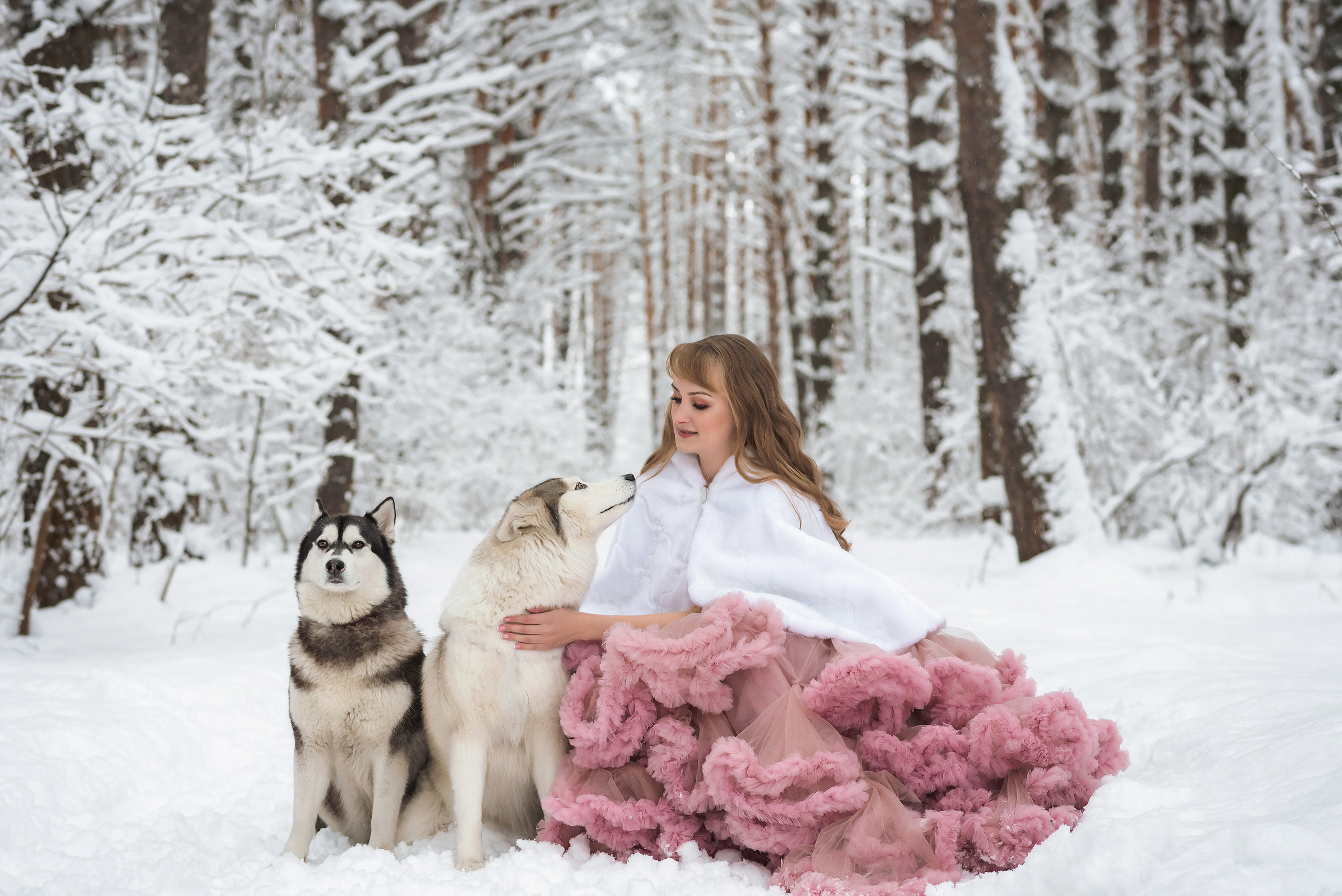 Зимняя фотосессия для Анюты c хаски Тайной и Ютой. Свадебный и семейный фотограф в г. Краснодар Екатерина Зверева