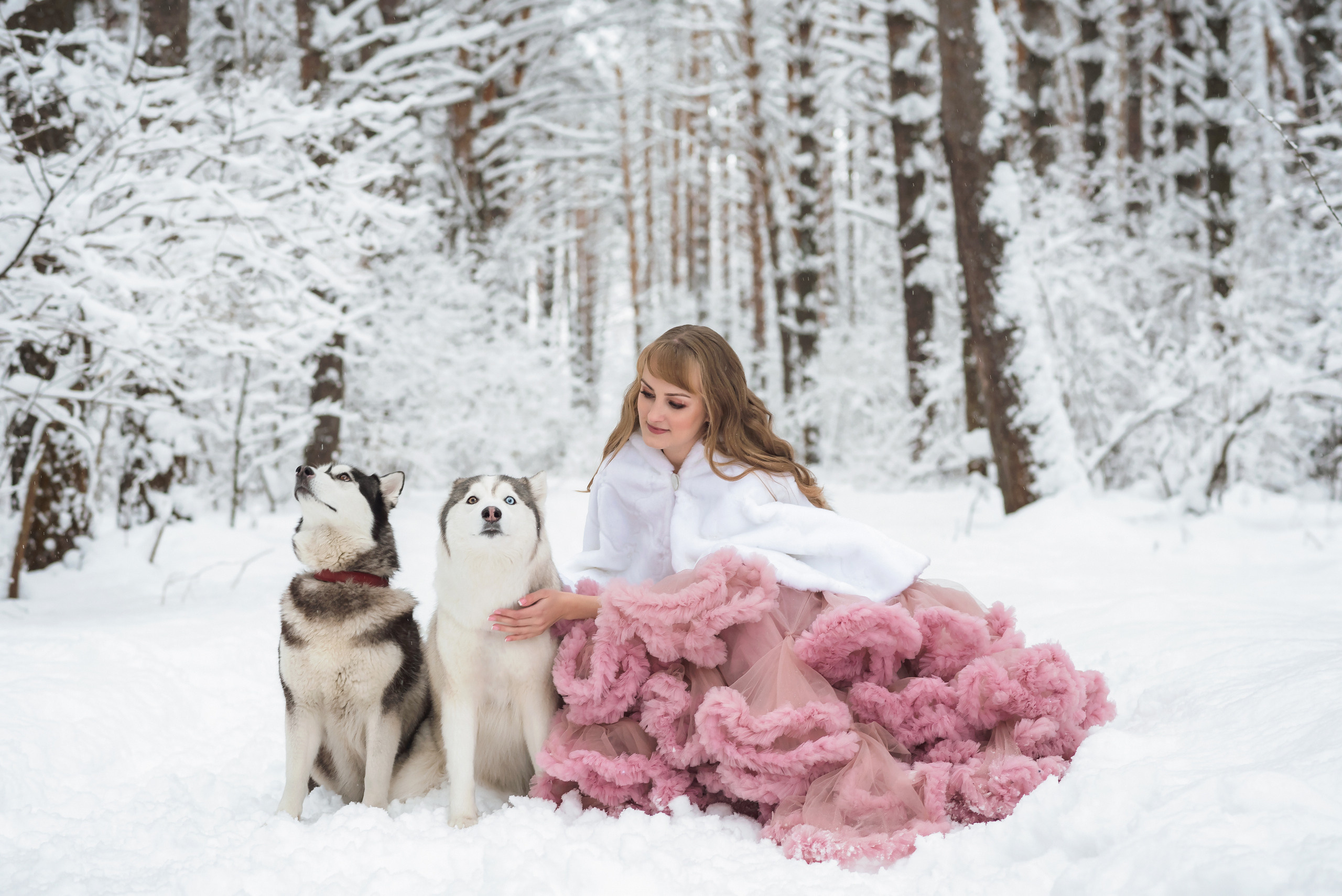 Зимняя фотосессия для Анюты c хаски Тайной и Ютой. Свадебный и семейный фотограф в г. Краснодар Екатерина Зверева