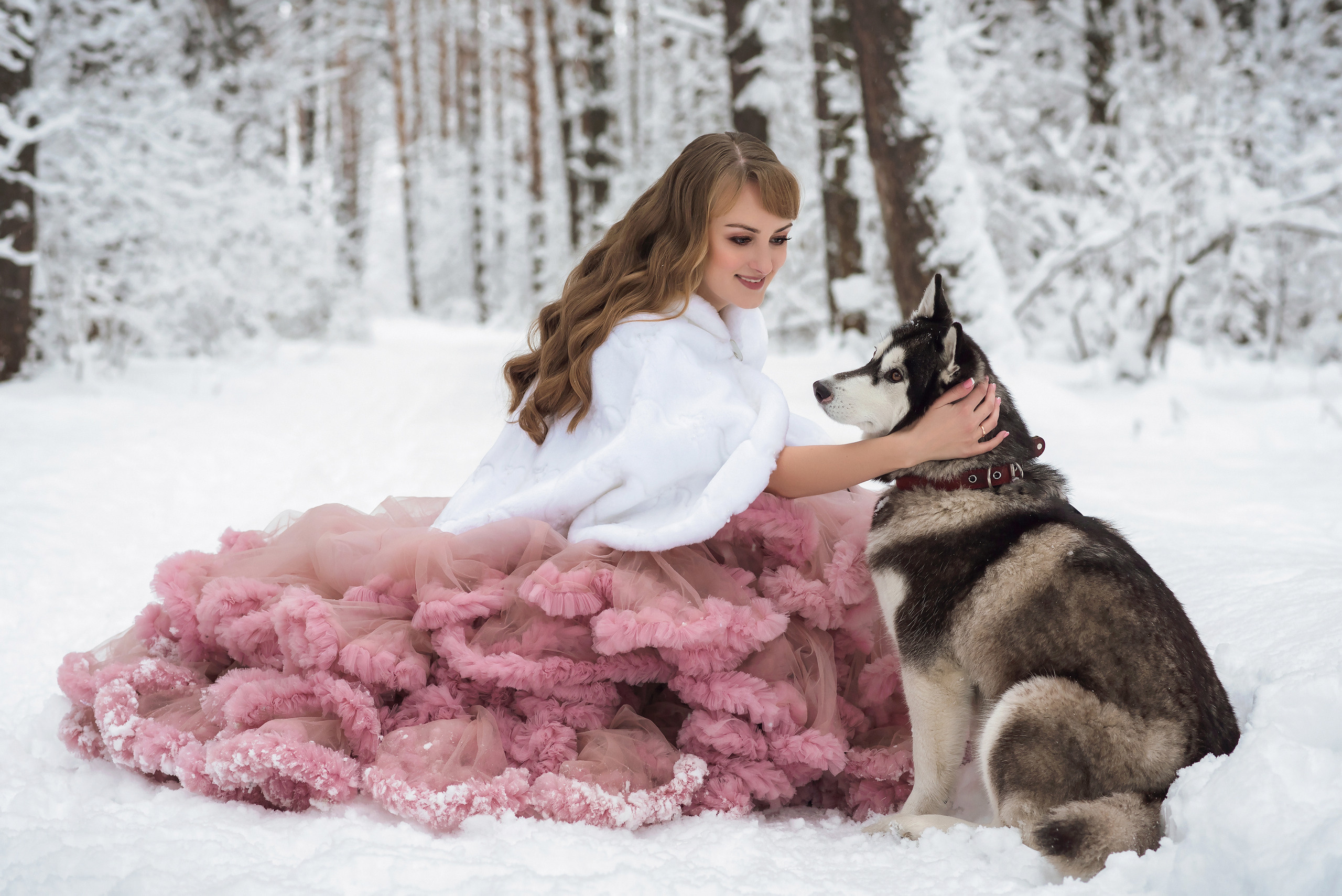 Зимняя фотосессия для Анюты c хаски Тайной и Ютой. Свадебный и семейный фотограф в г. Краснодар Екатерина Зверева