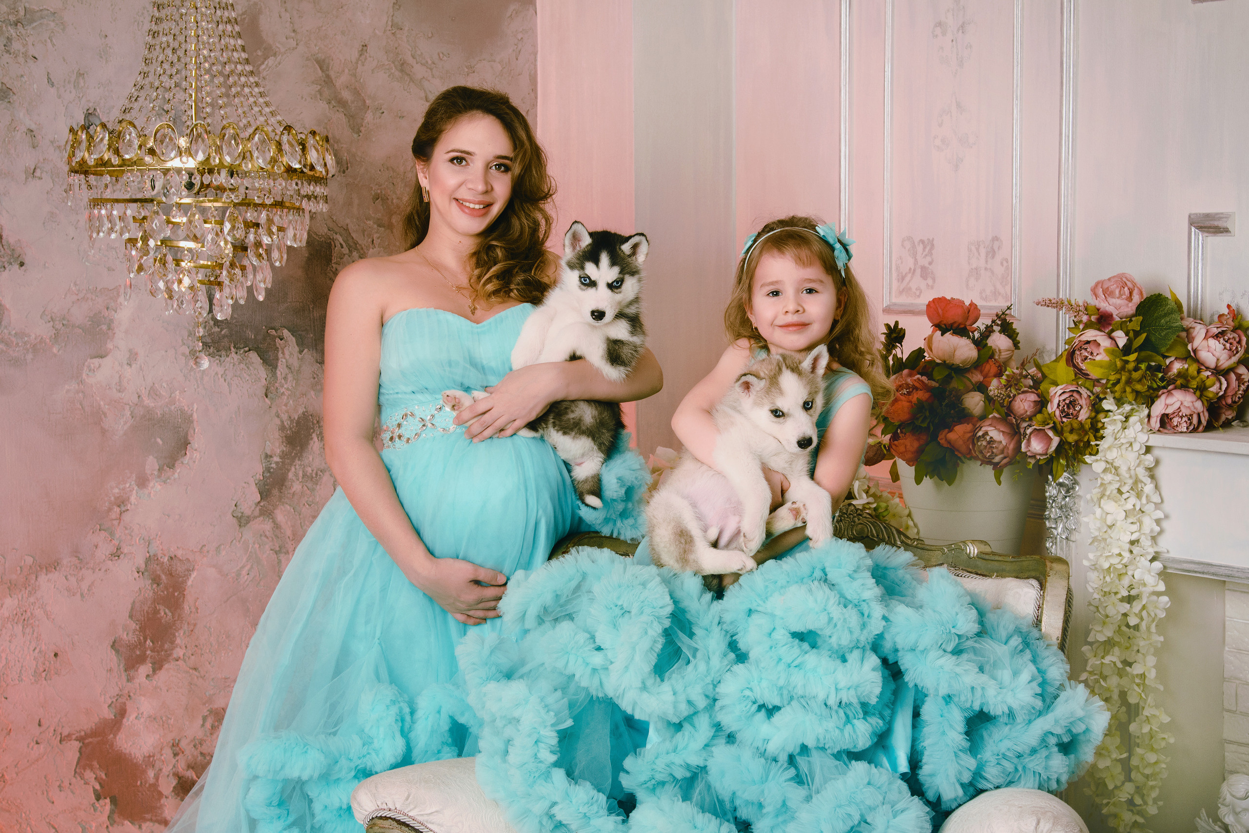 Семейная фотосессия с хаски. Свадебный и семейный фотограф в г. Краснодар Екатерина Зверева