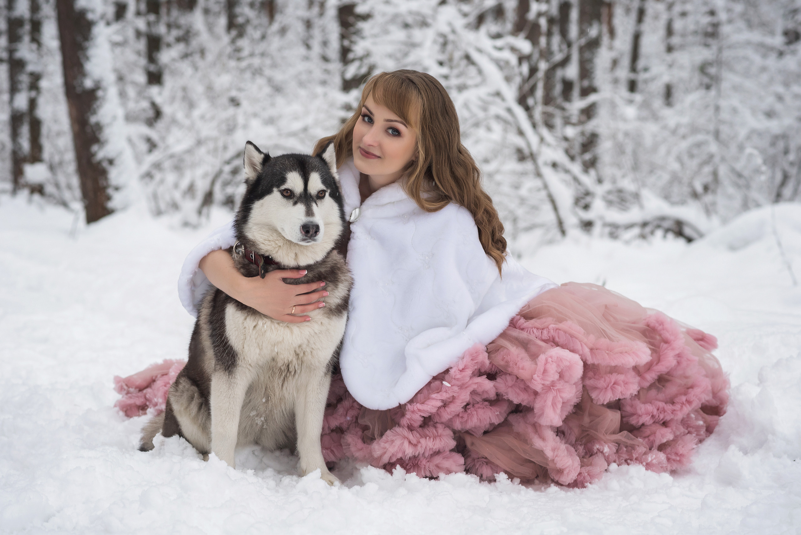Зимняя фотосессия для Анюты c хаски Тайной и Ютой. Свадебный и семейный фотограф в г. Краснодар Екатерина Зверева