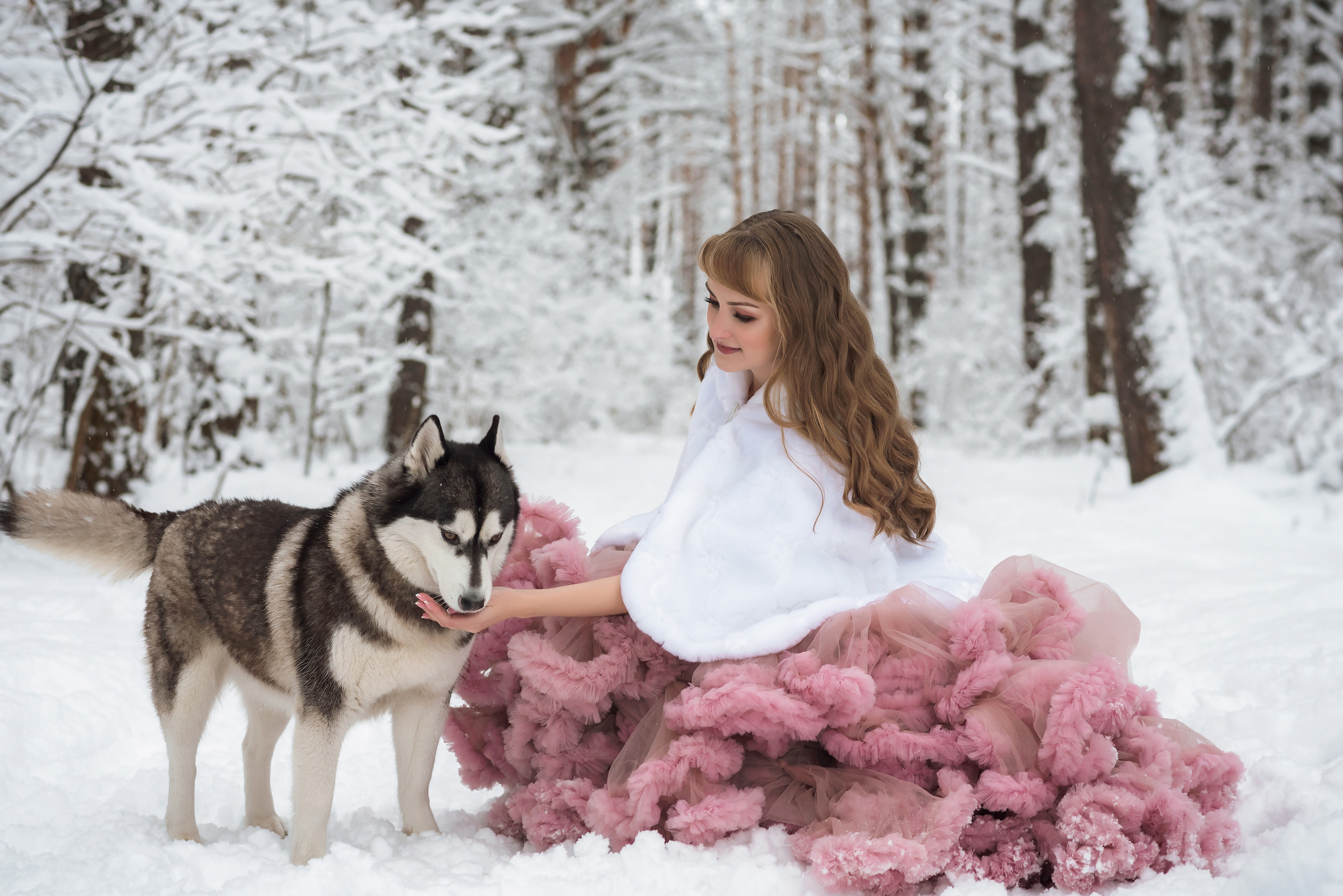 Зимняя фотосессия для Анюты c хаски Тайной и Ютой. Свадебный и семейный фотограф в г. Краснодар Екатерина Зверева