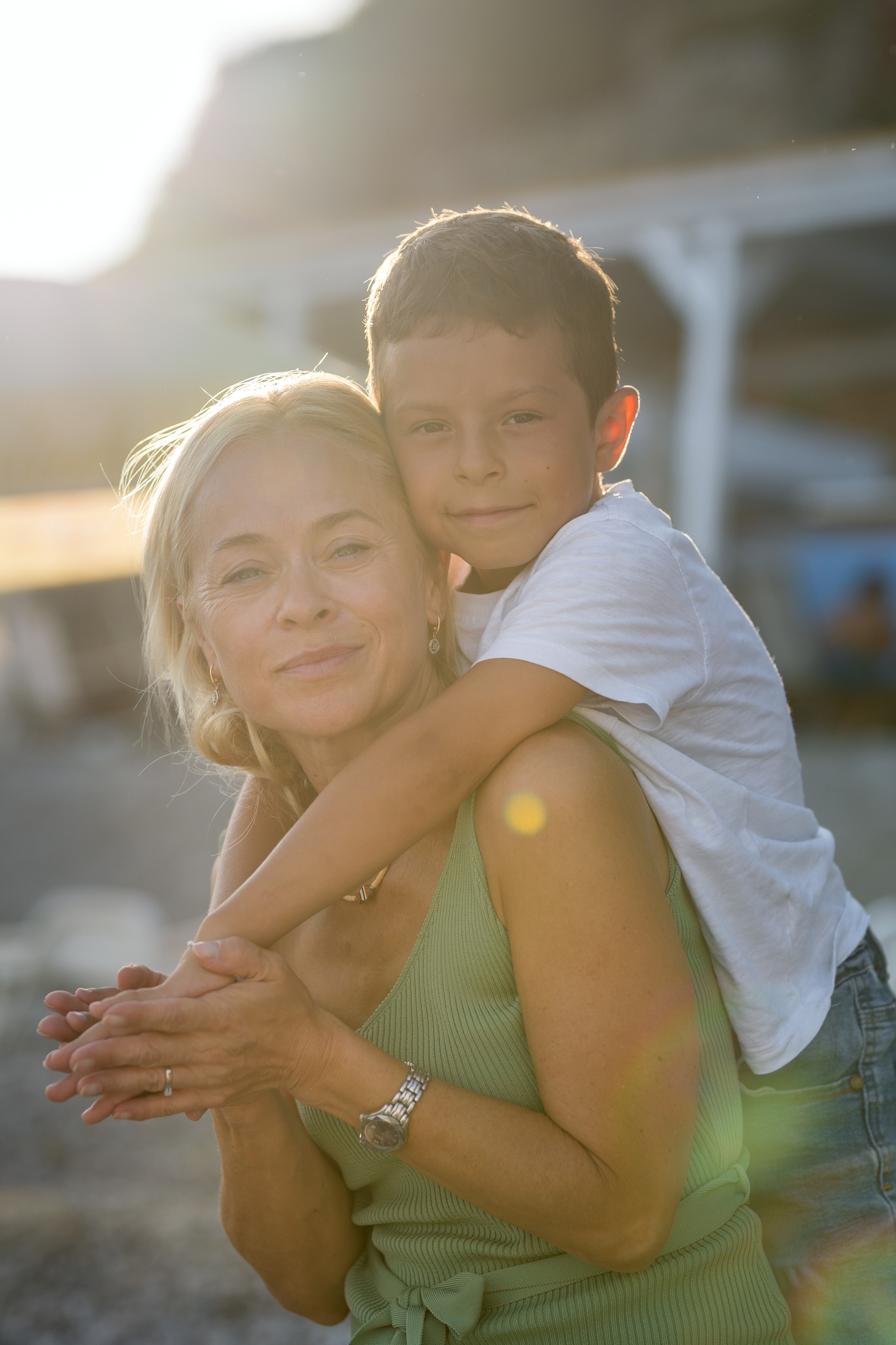 Photo session of a mother and son on the beach in Budva, Montenegro. Kate Khaldeeva photographer in Saratov