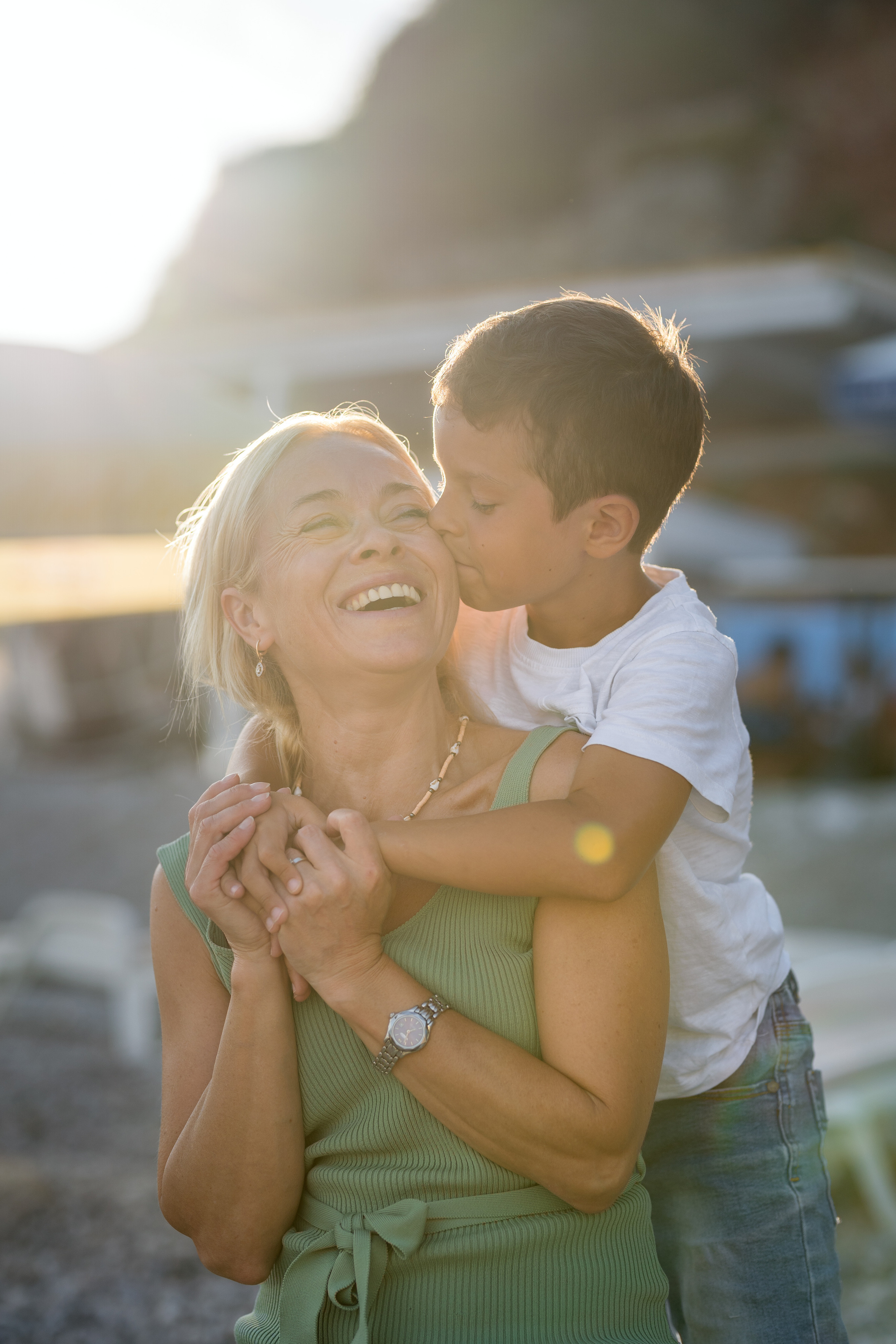 Photo session of a mother and son on the beach in Budva, Montenegro. Kate Khaldeeva photographer in Saratov