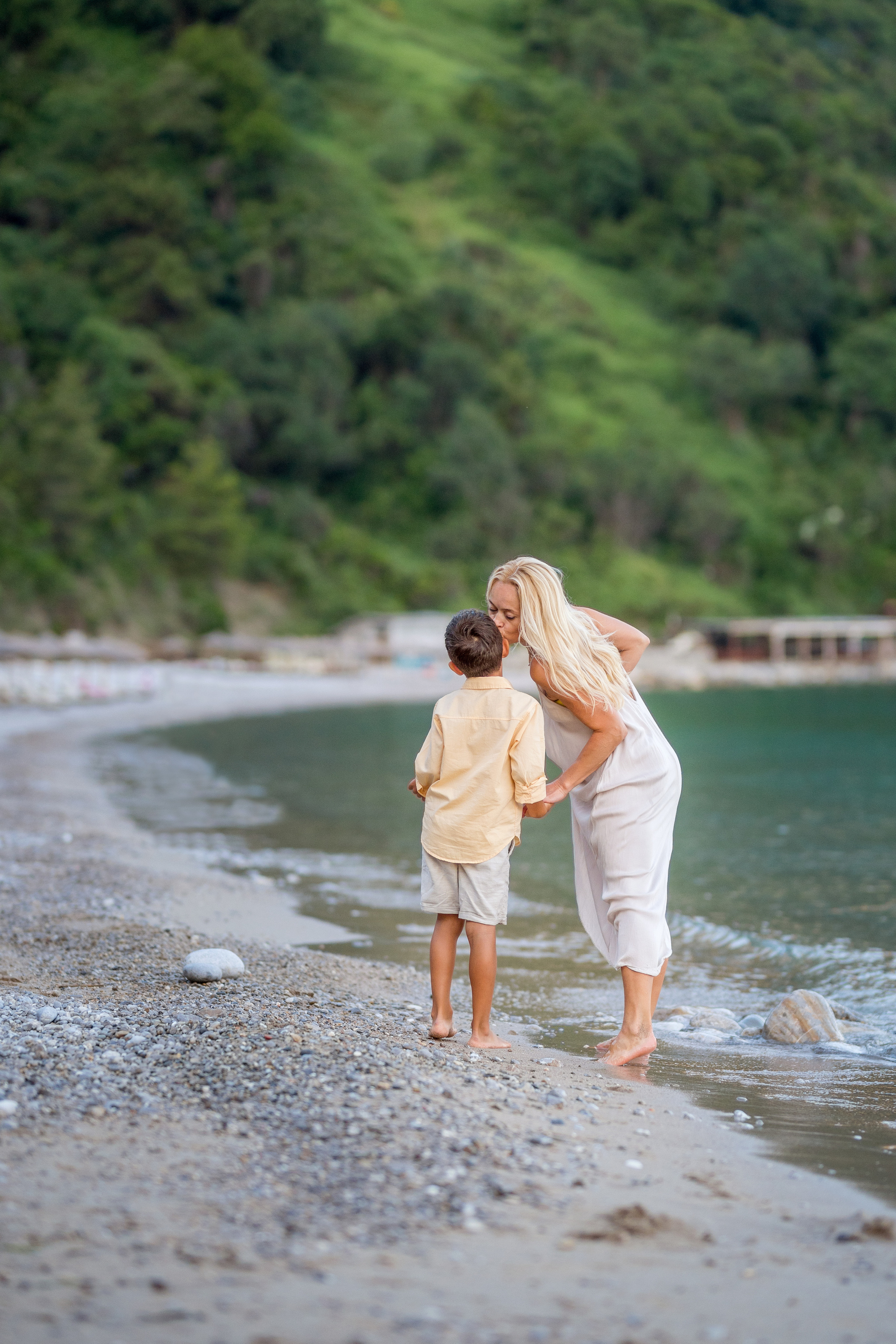 Photo session of a mother and son on the beach in Budva, Montenegro. Kate Khaldeeva photographer in Saratov