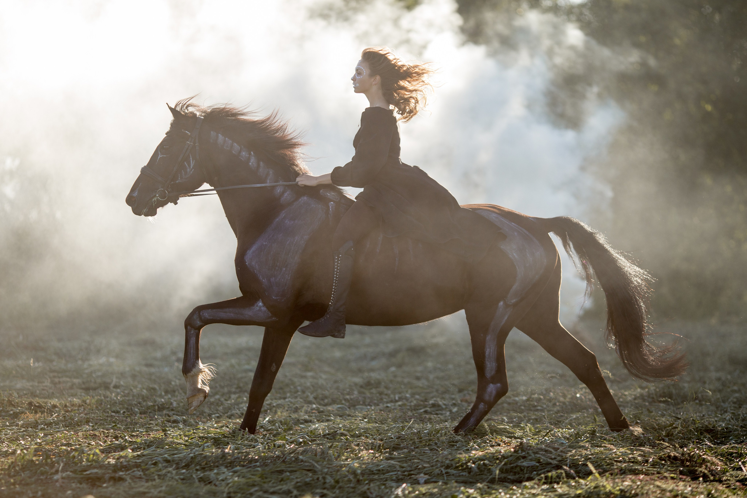 Фотосессия с стиле хэллоуин с лошадью