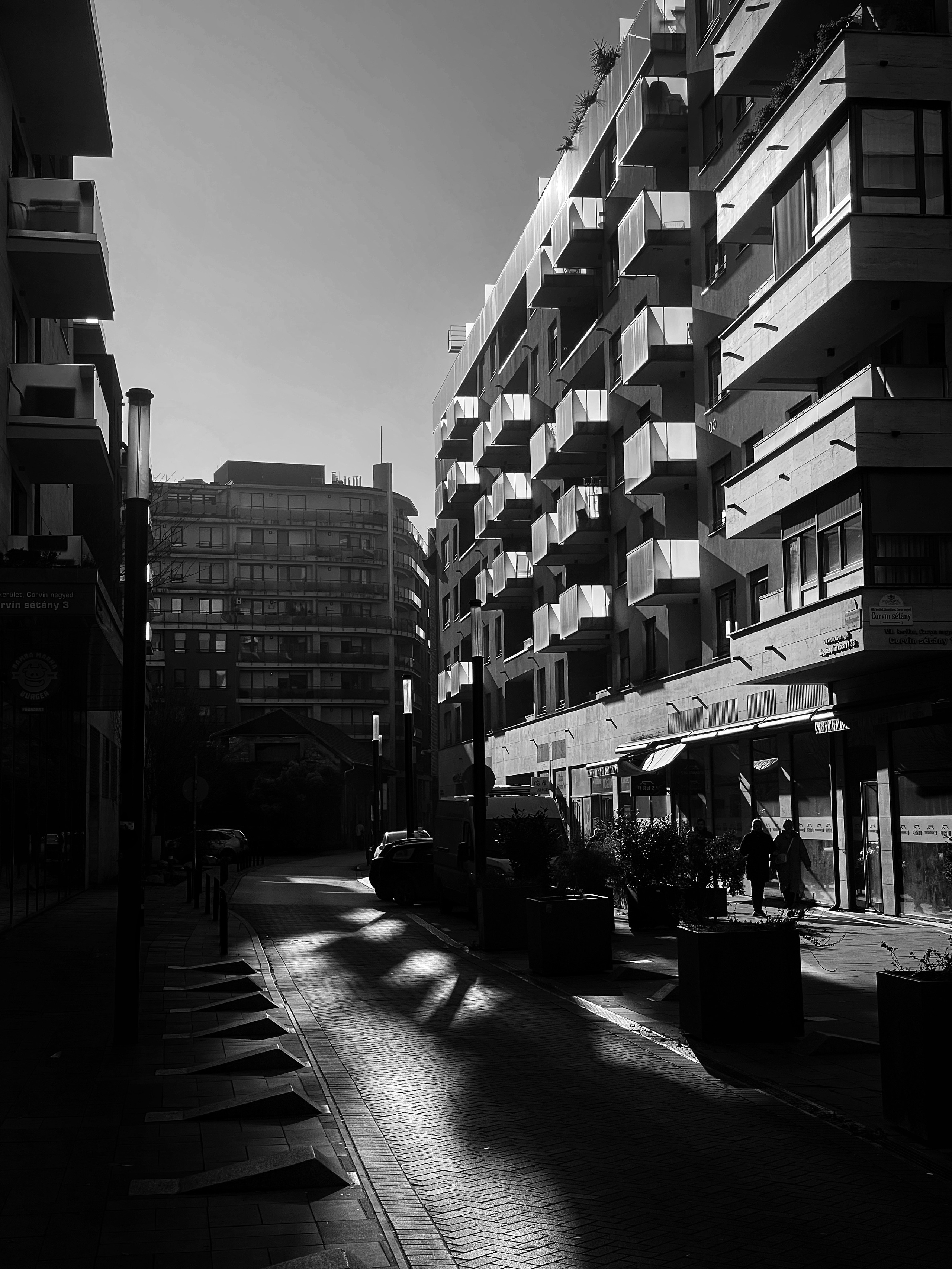 street in the rays of the sun