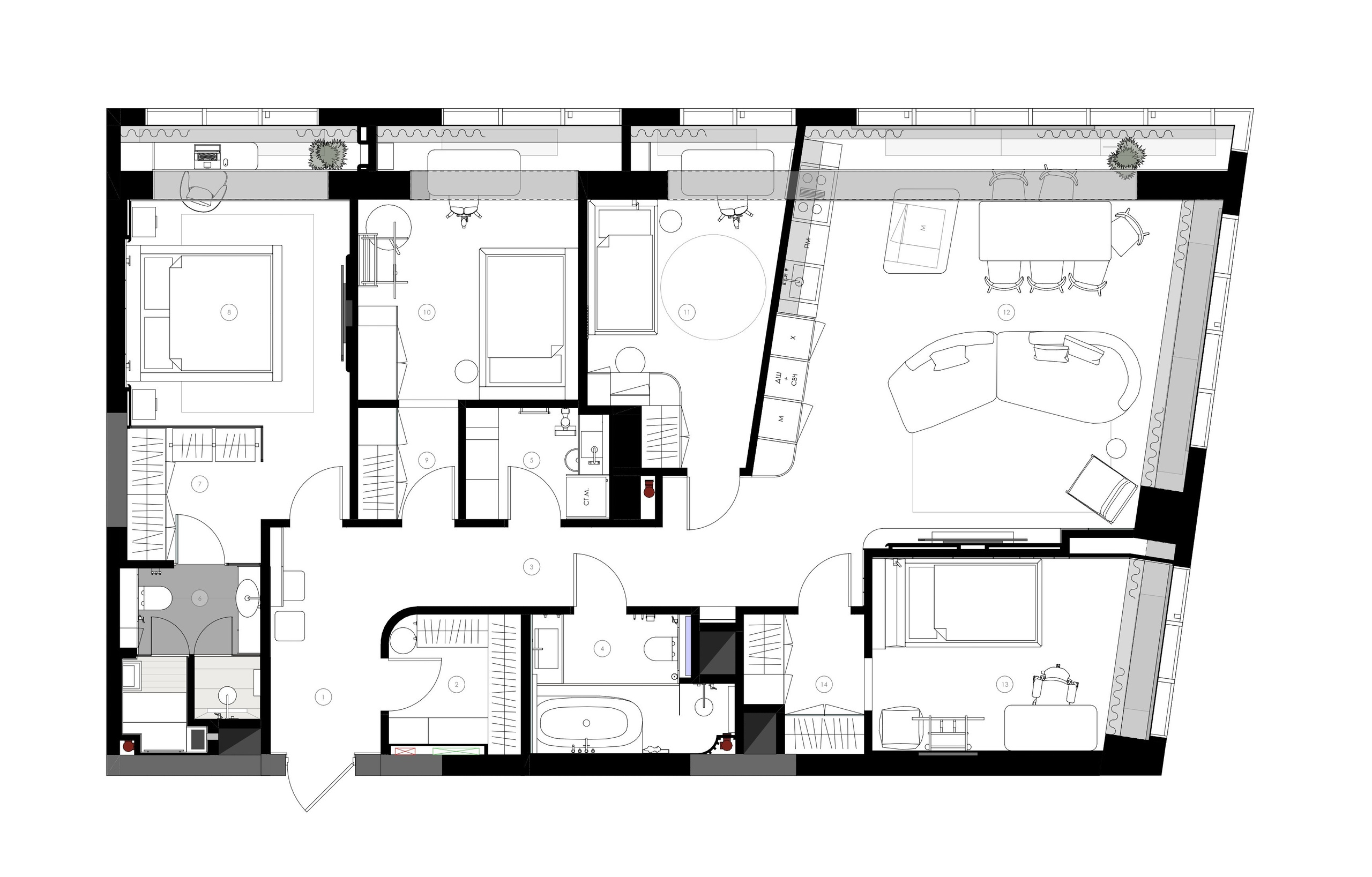 ЖК Sky House. Студия дизайна интерьера mono moon в Москве