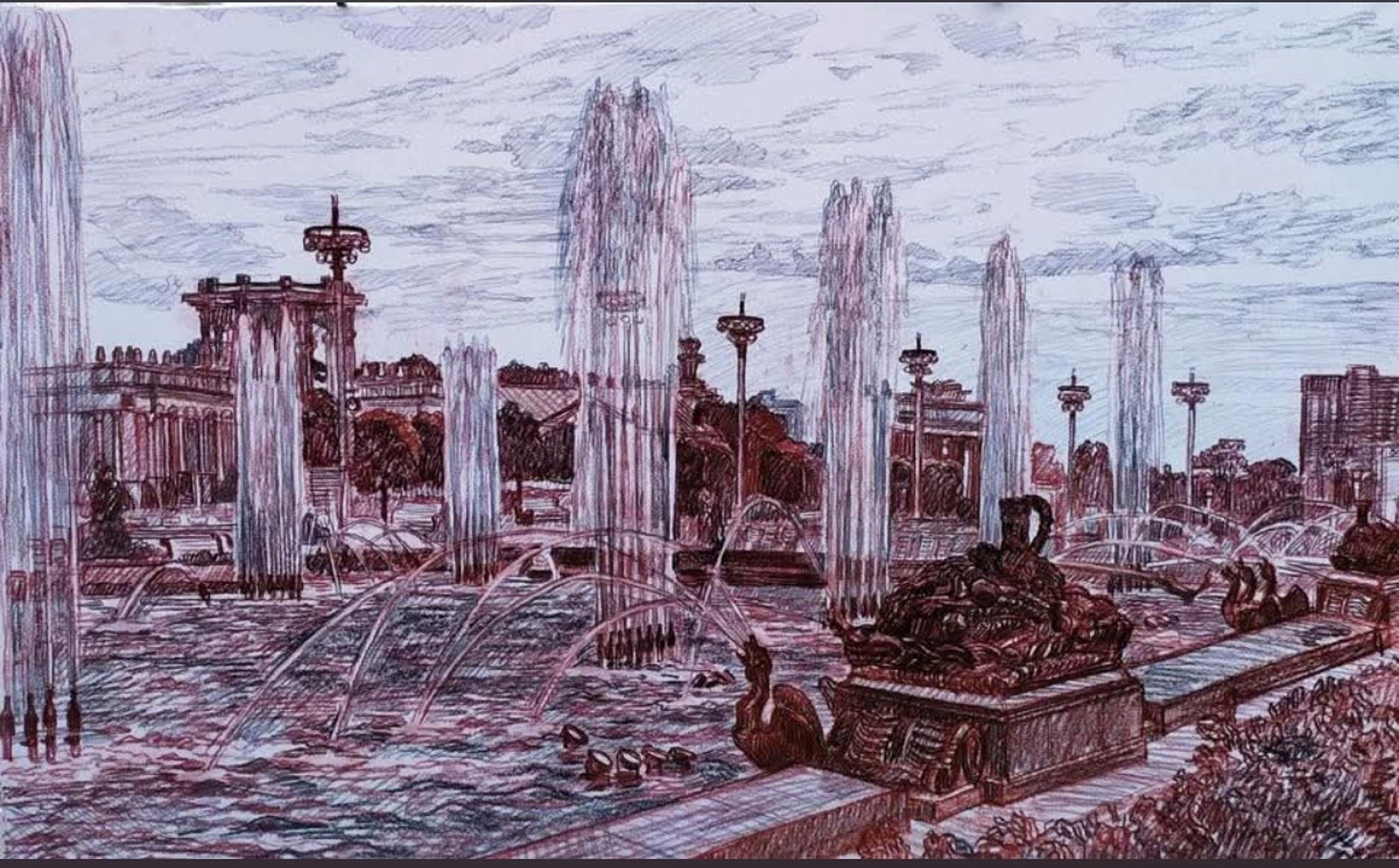 Сергей Афонский "Фонтан Каменный цветок" 60х90 см, б.см.т., 2019 г., 65 000 руб.