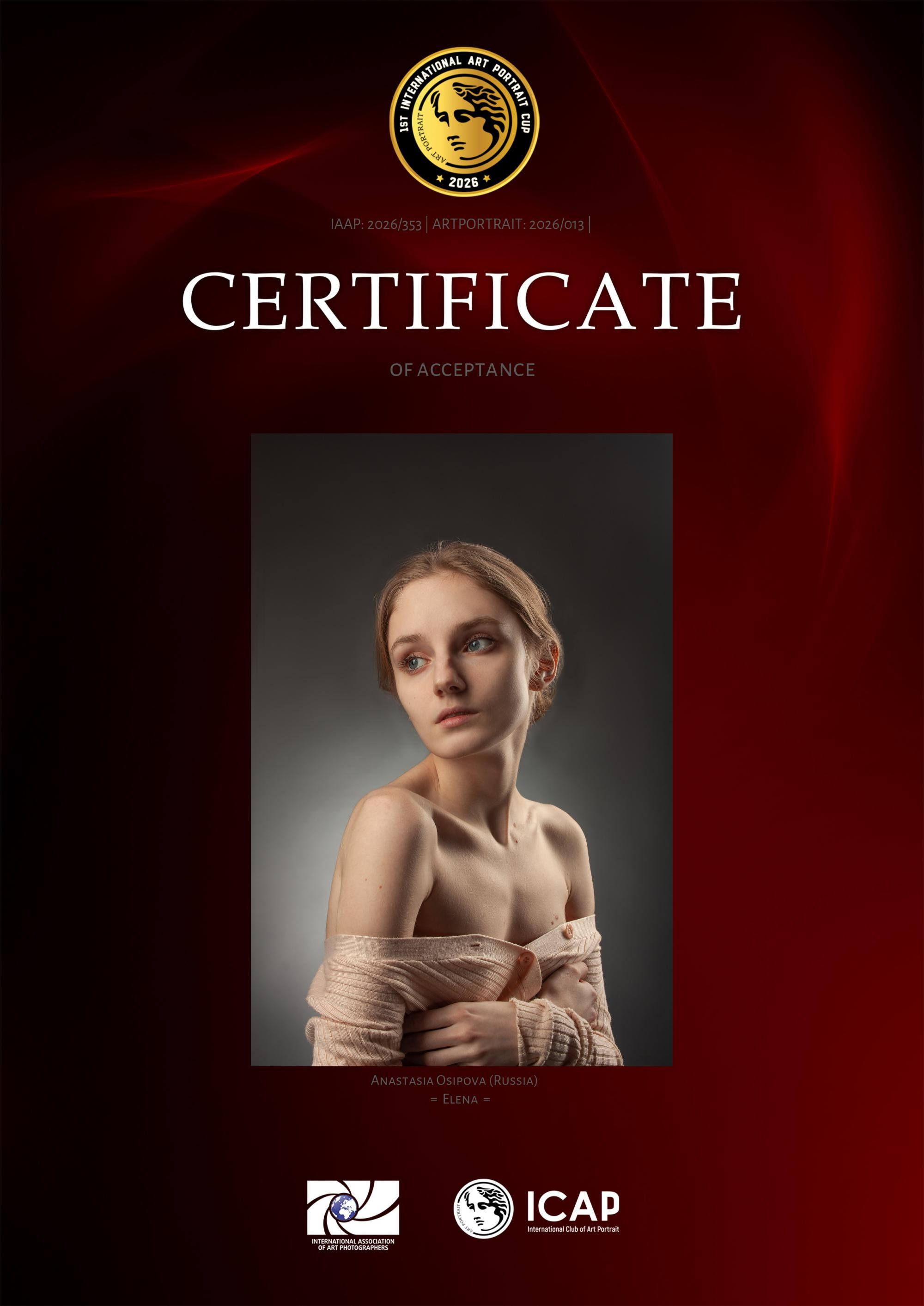 Дипломы и сертификаты. Портретный фотограф в Тольятти Анастасия Осипова