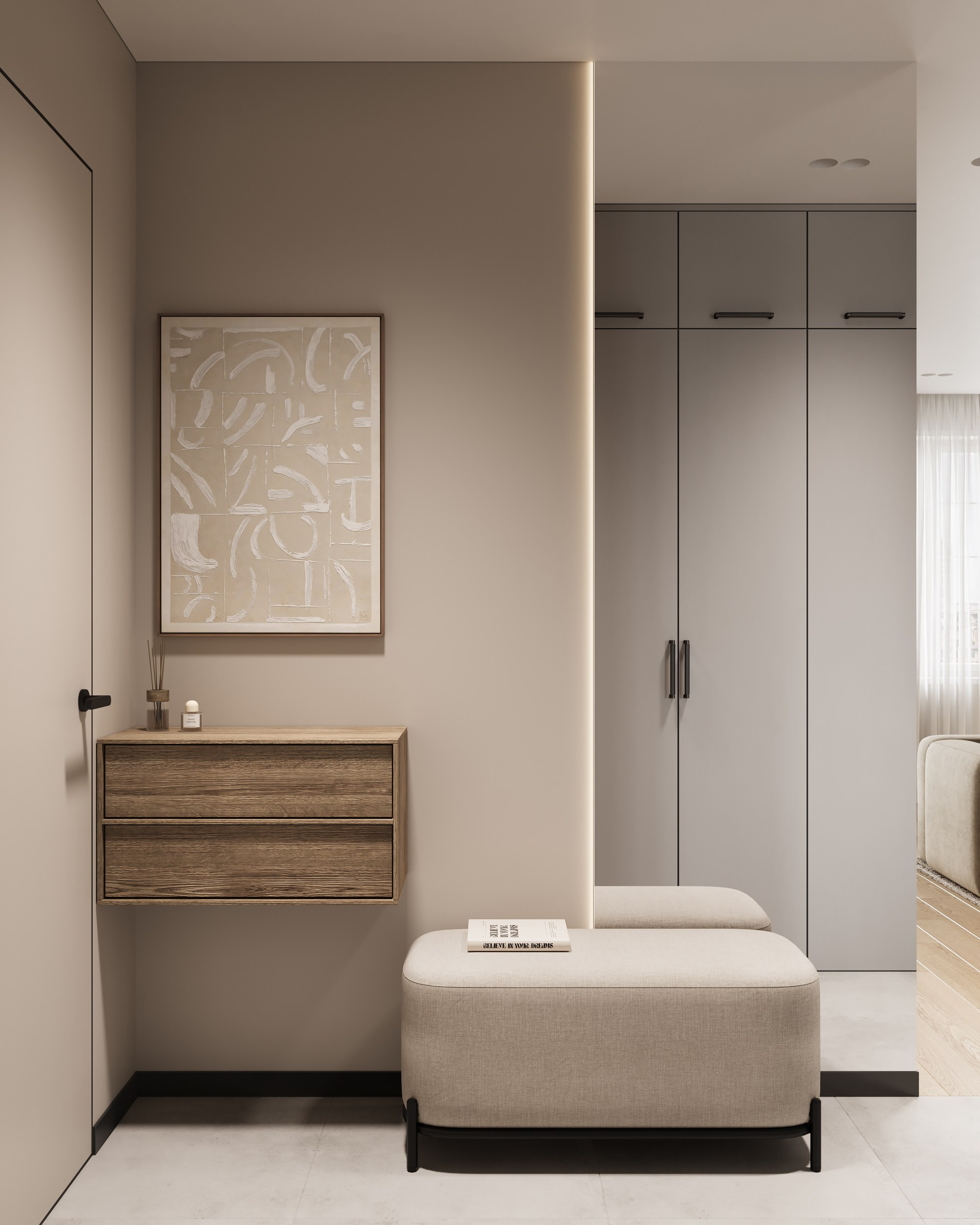 Modern beige. Дизайн интерьера | 3D визуализация | Миланская Марина