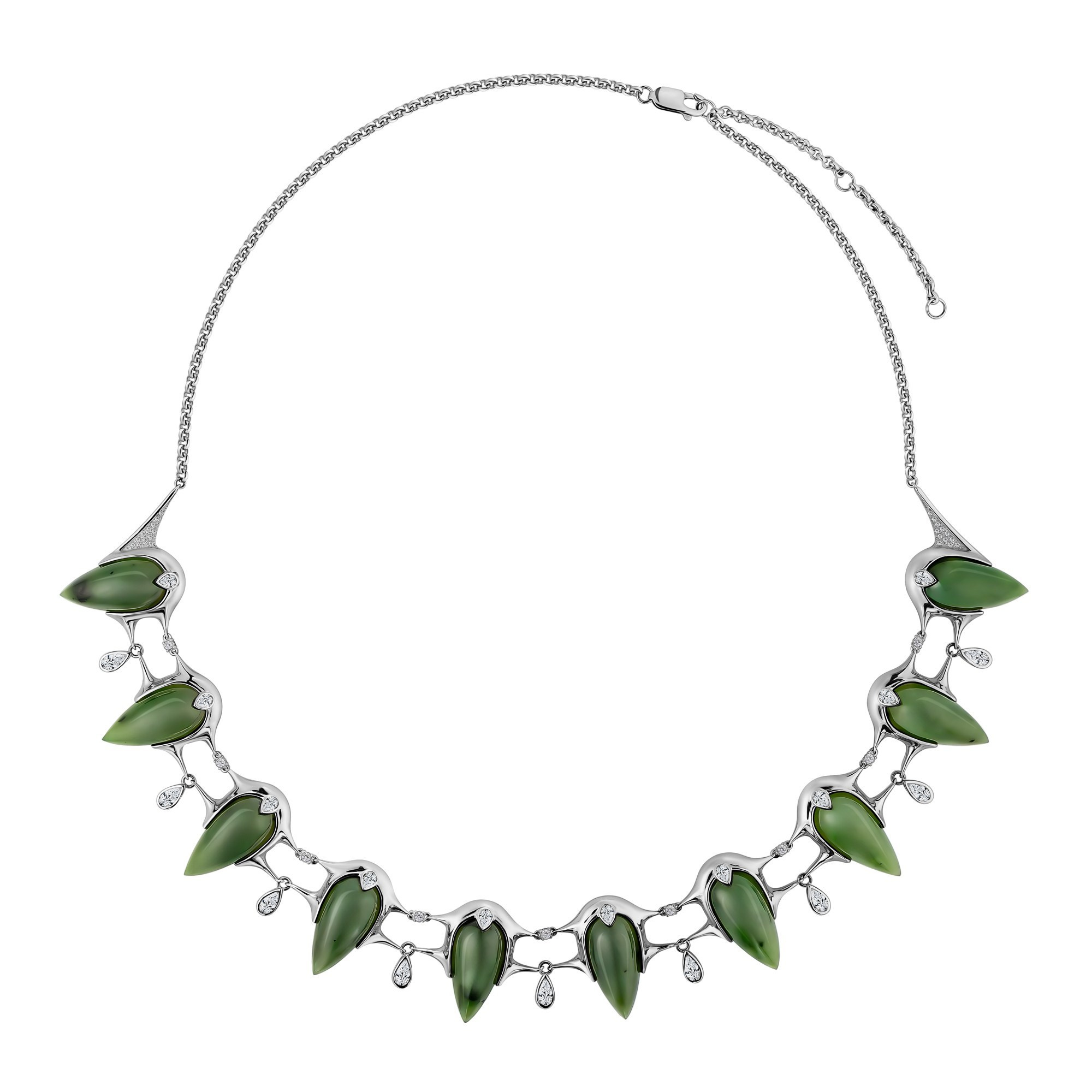 Колье серебряное с сибирским нефритом