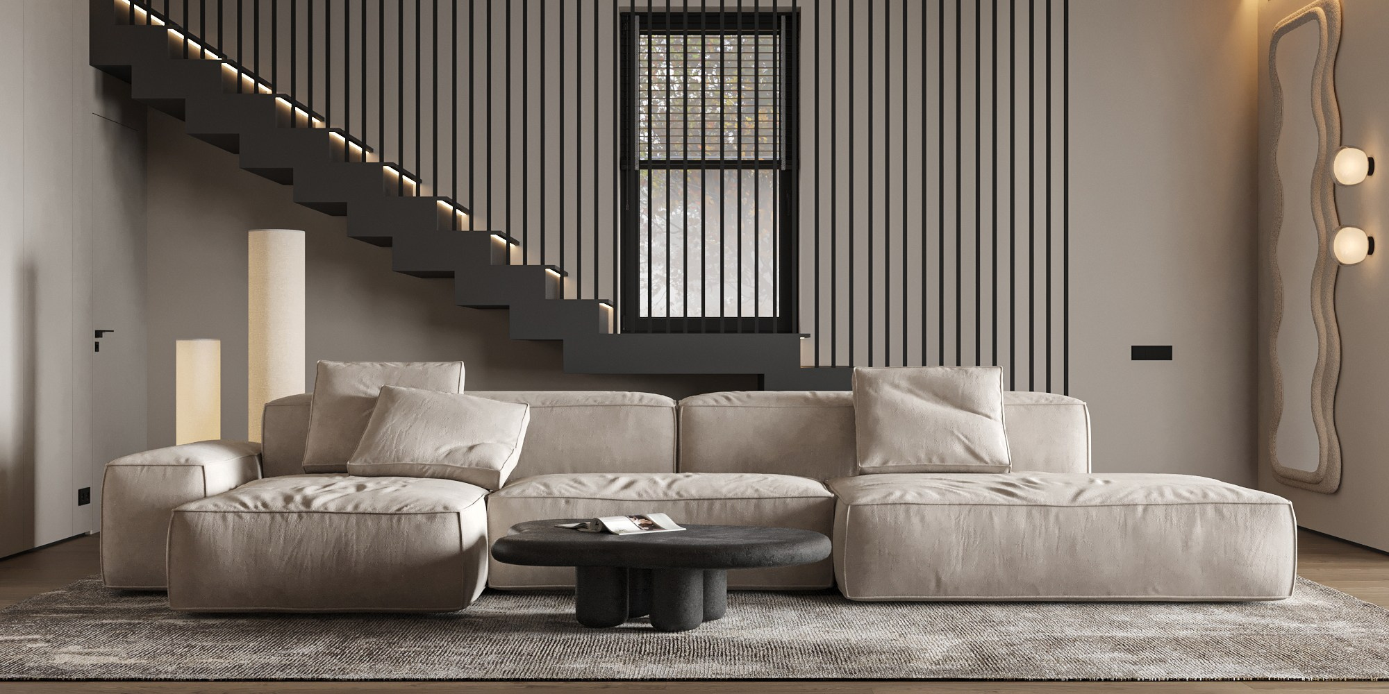 Кухня-гостиная ЖК «Паруса мечты». 3D визуализация интерьера Надежда Соколова