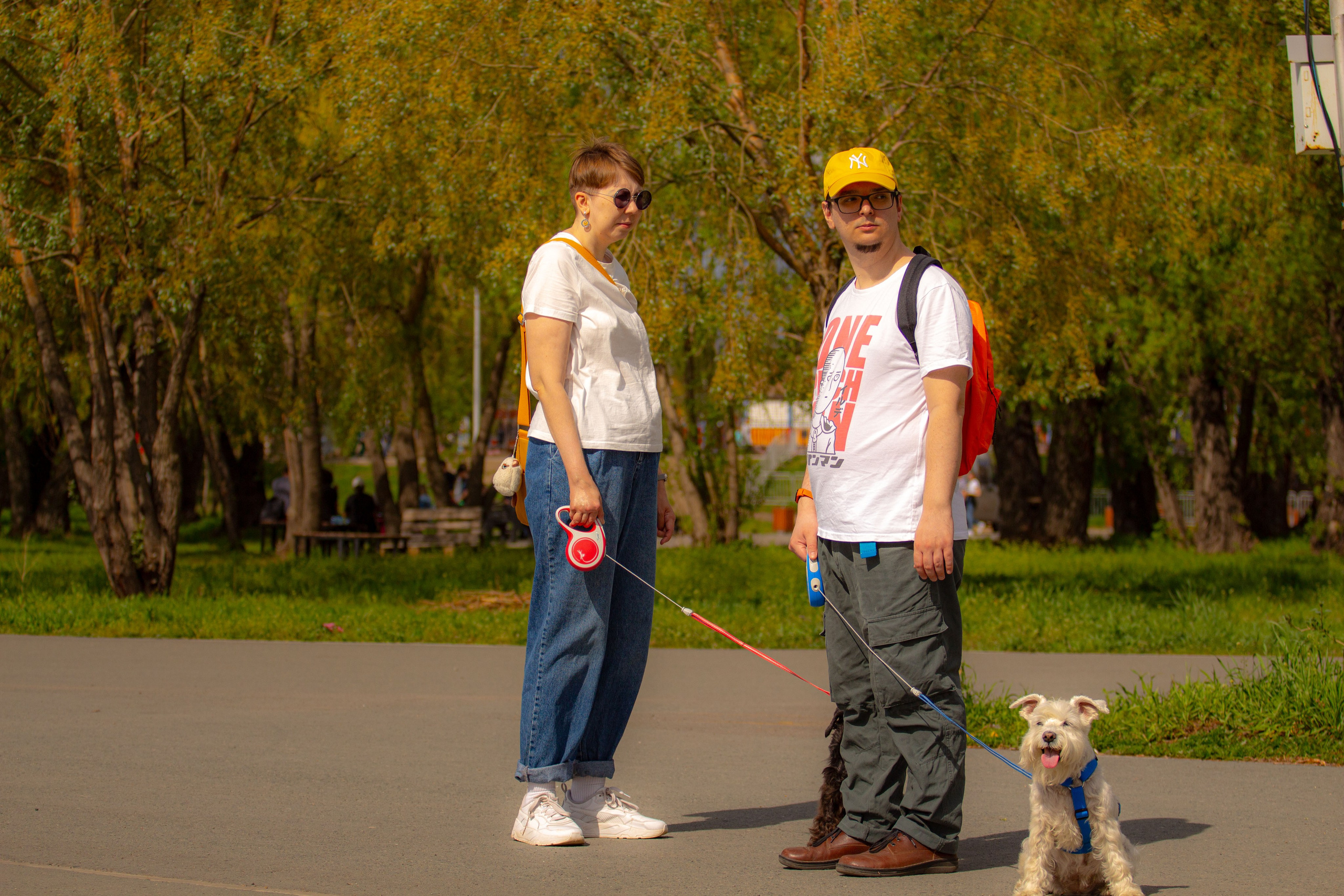 Цвергшнауцеры и их хозяева Андрей и Полина. Фотограф Екатерина Козловская