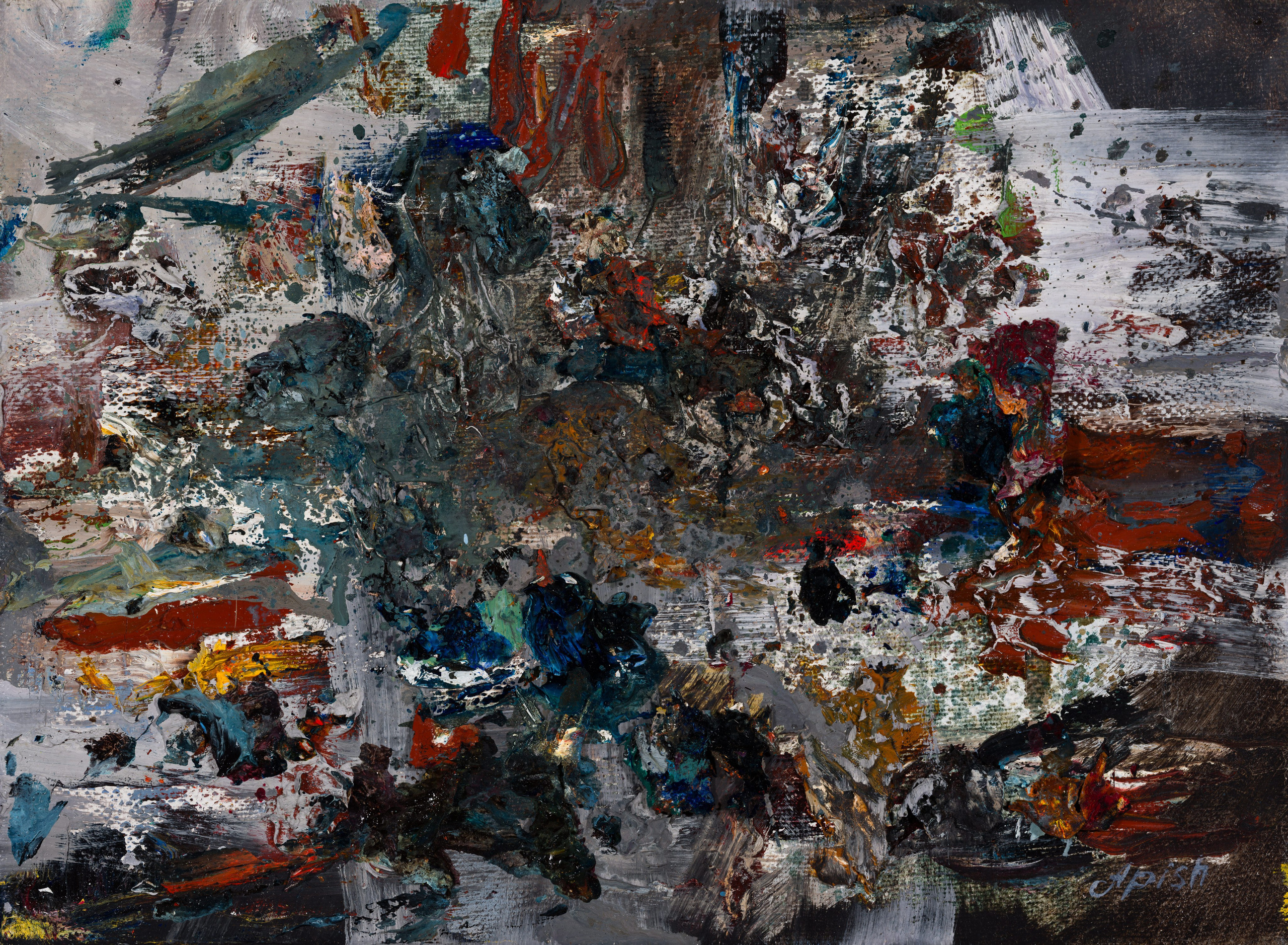 «Комплексный импульс» - художник Алексей Апиш (холст, масло, 22x30 см, 2025)