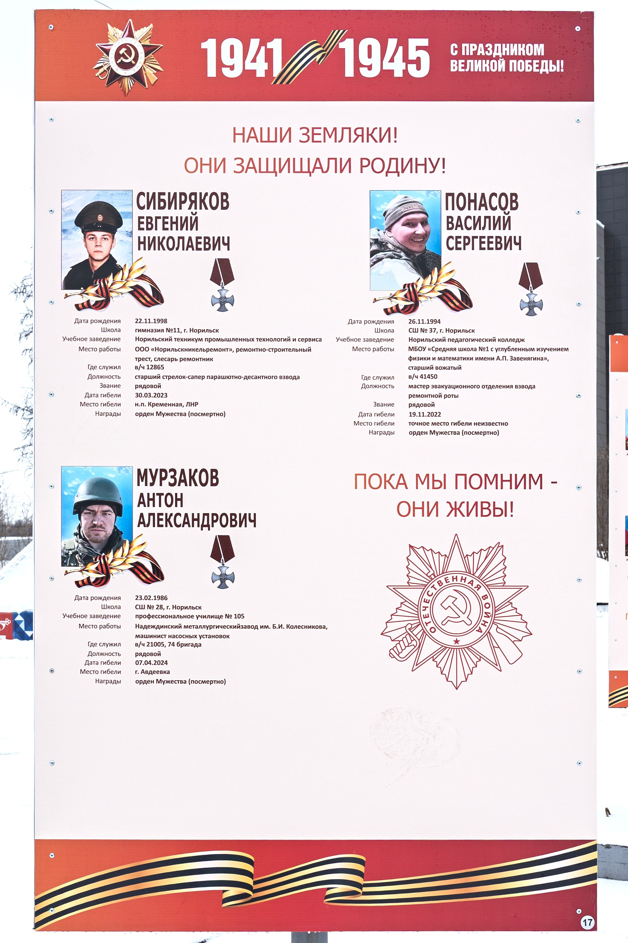 Нащи земляки! Они защищали родину!. Талнах.рф
