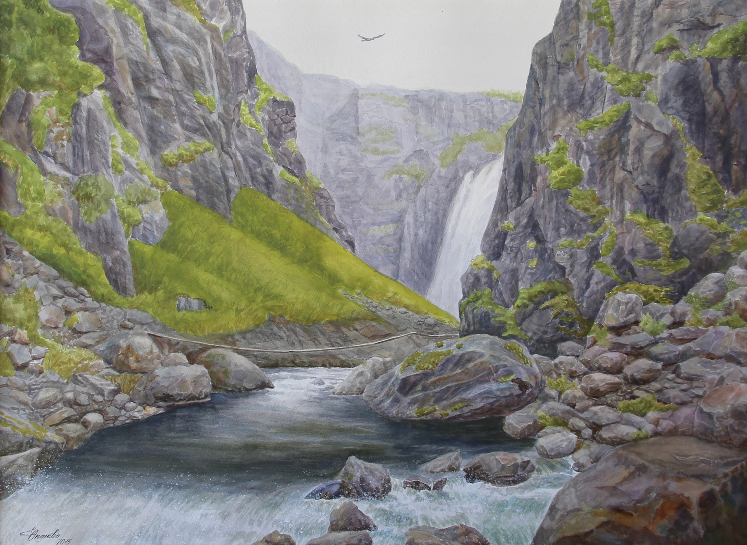 Норвегия. Уединение  76 х 56 бумага, акварель