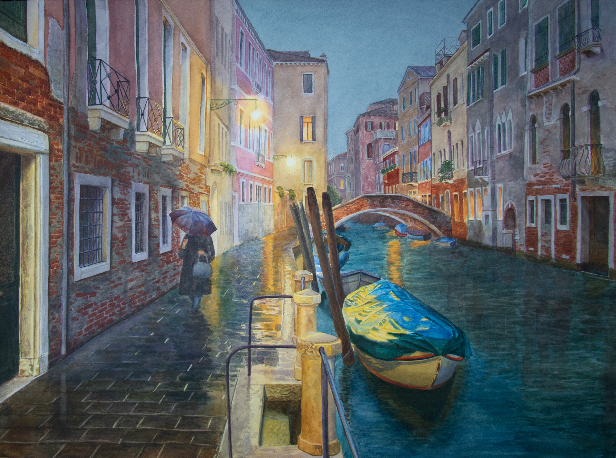 Дождь в Венеции 76 х 56 бумага, акварель