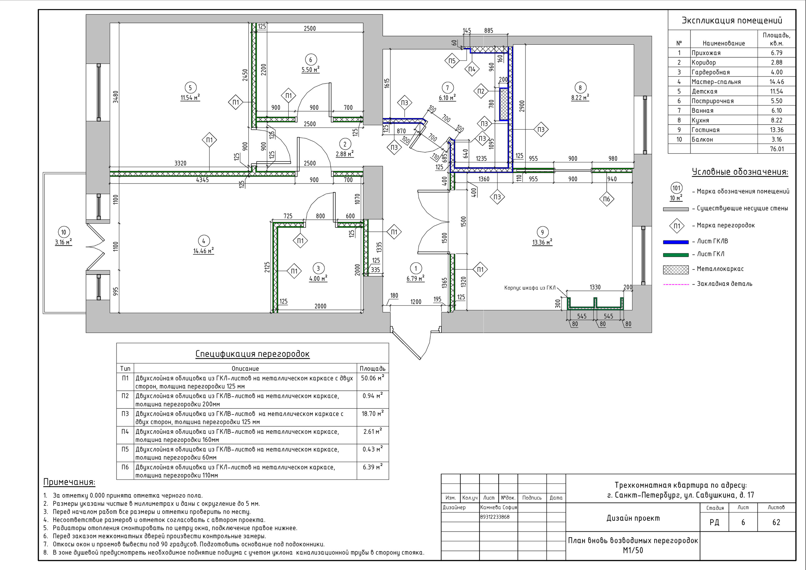 Трехкомнатная квартира в СПб. Студия обмеров и проектирования