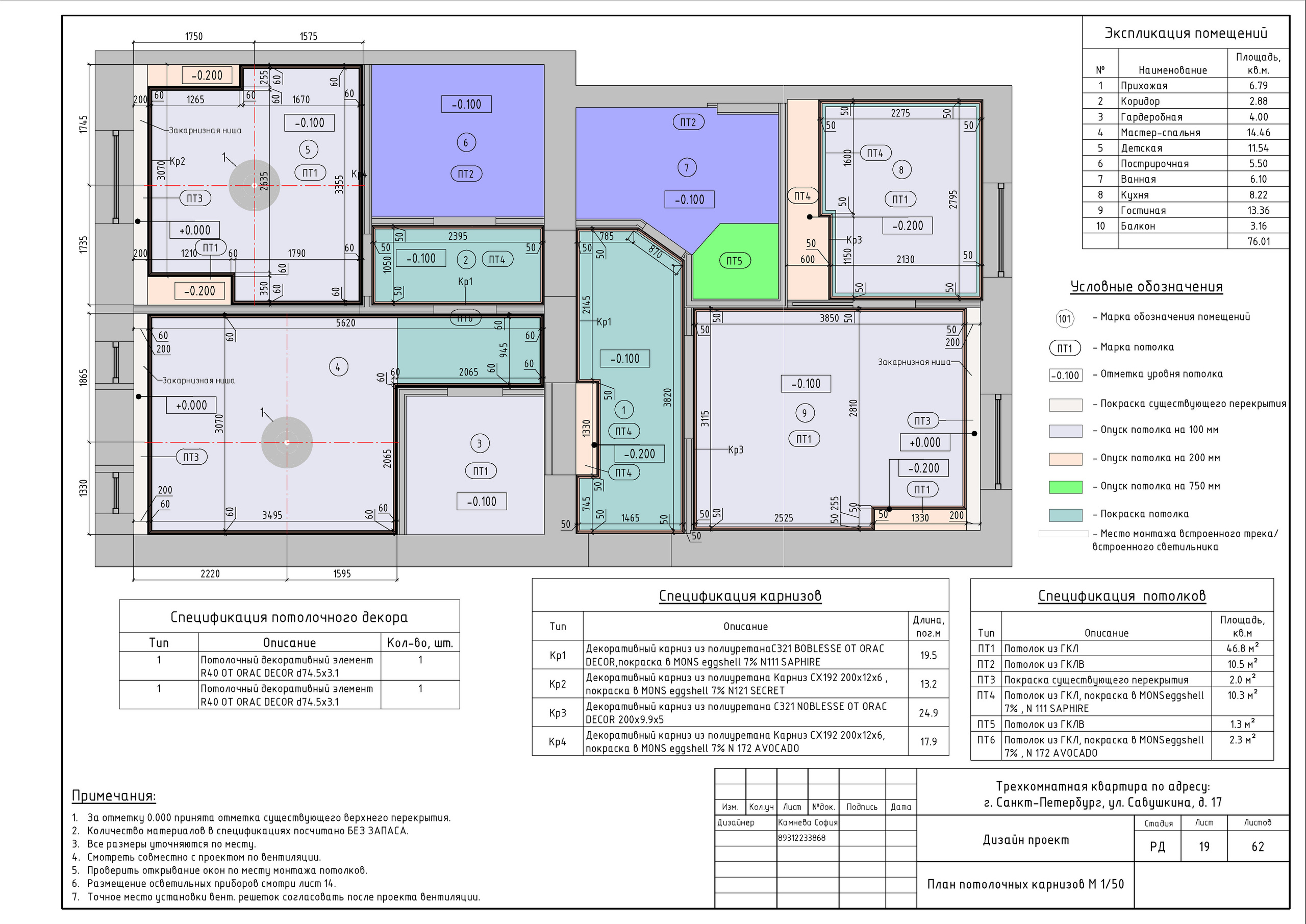 Трехкомнатная квартира в СПб. Студия обмеров и проектирования