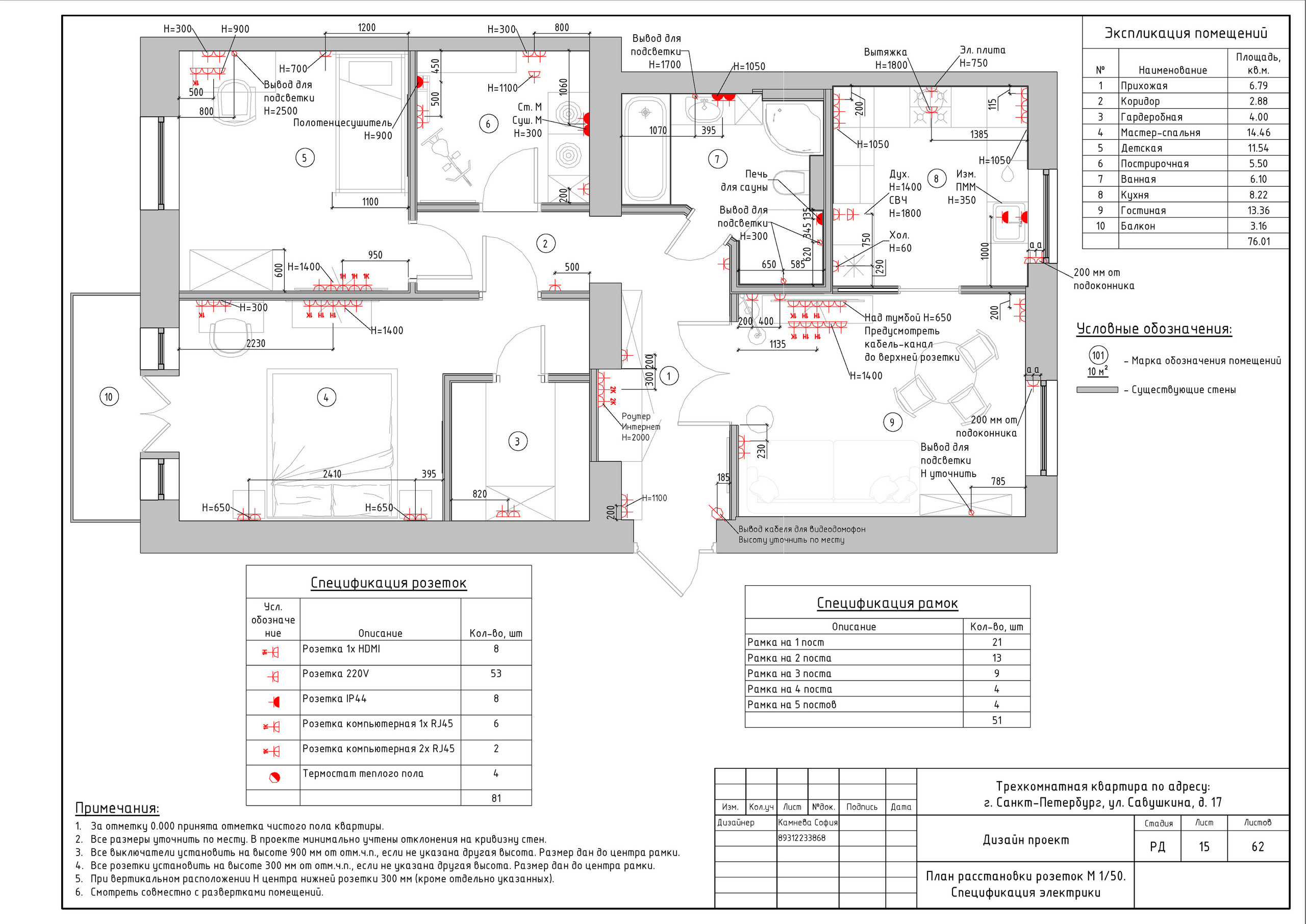 Трехкомнатная квартира в СПб. Студия обмеров и проектирования